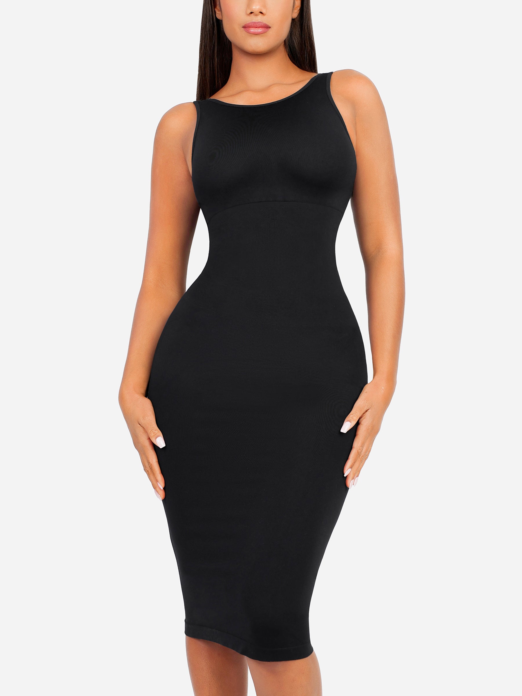Feelingirl Nahtloses, umweltfreundliches, großes Shaper-Kleid mit U-Rücken und integriertem BH