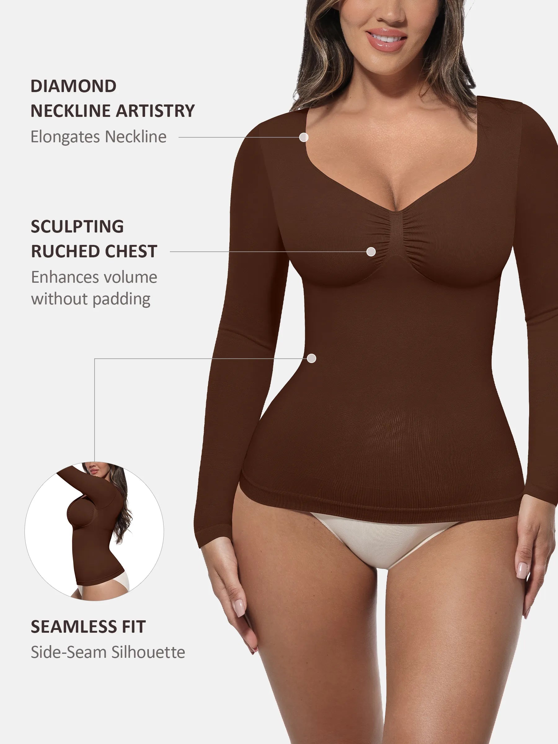 Feelingirl Seamless Long-Sleeve Everyday Shaper Top