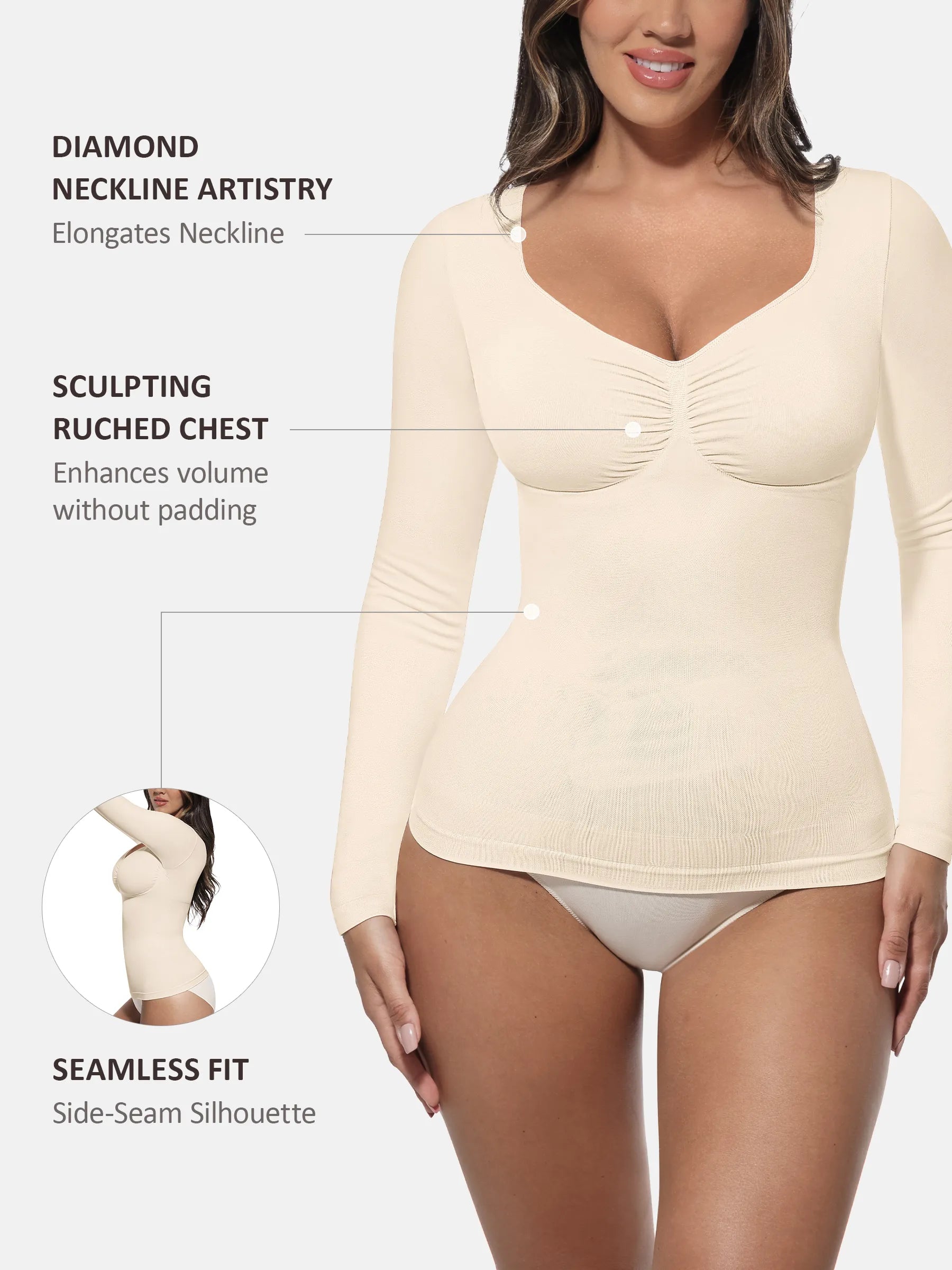 Feelingirl Seamless Long-Sleeve Everyday Shaper Top