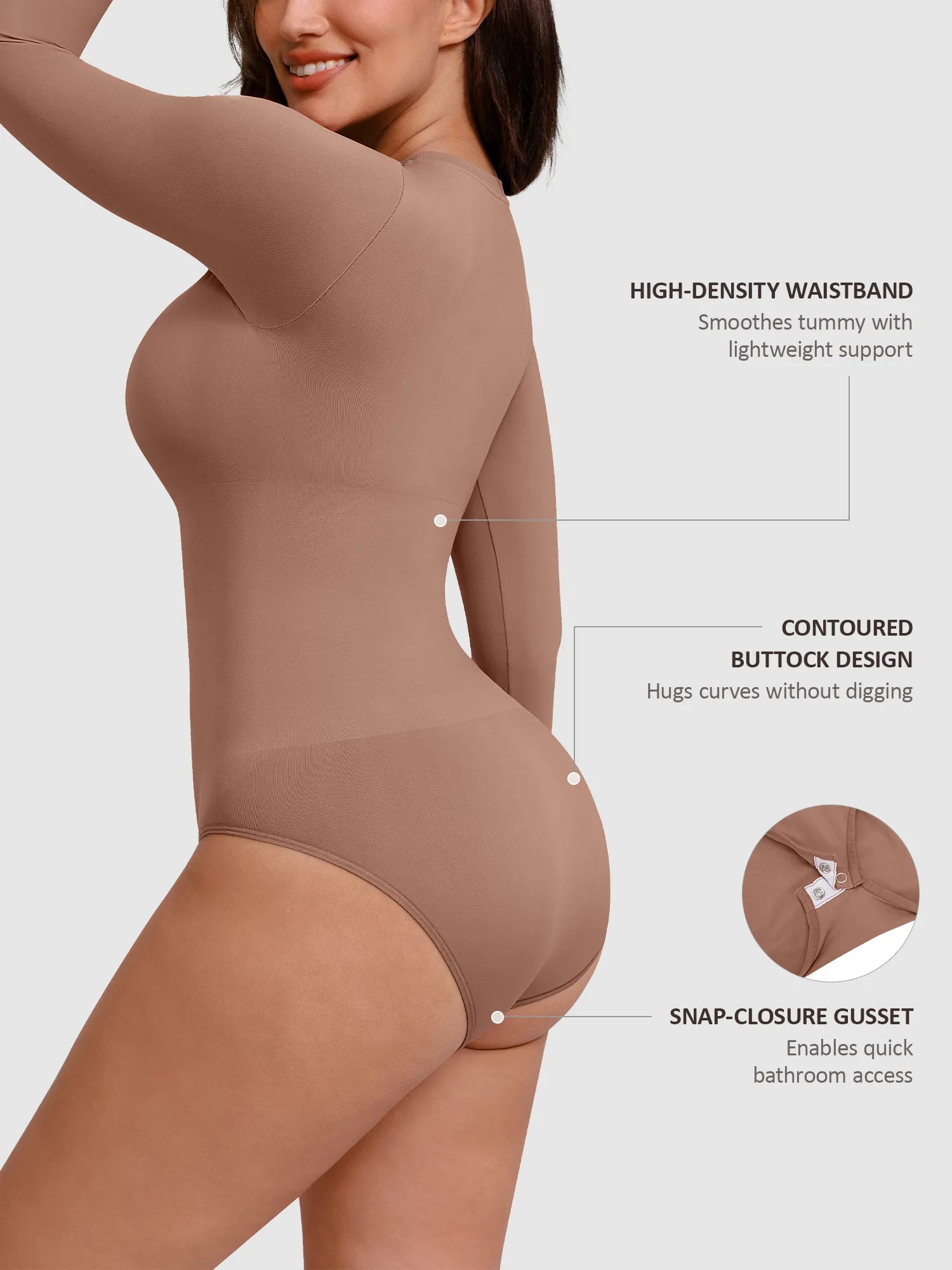 Feelingirl Seamless Ultra-Soft Crew Neck Bodysuit
