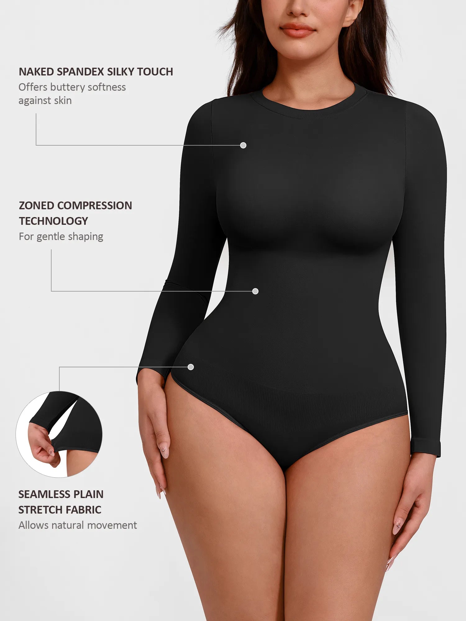 Feelingirl Seamless Ultra-Soft Crew Neck Bodysuit