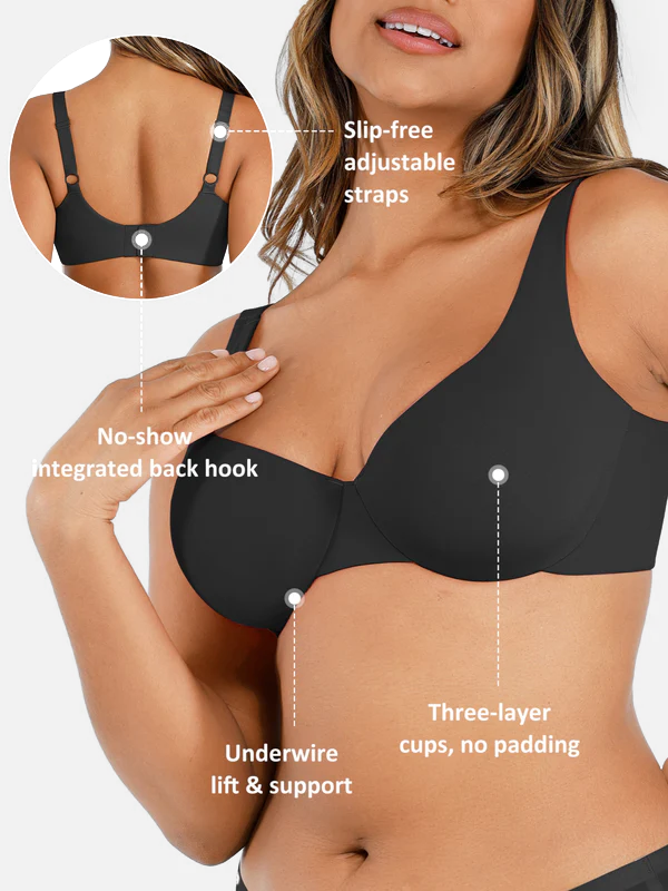 Conjunto de sujetador con escote en V profundo ajustable y aros Feelingirl