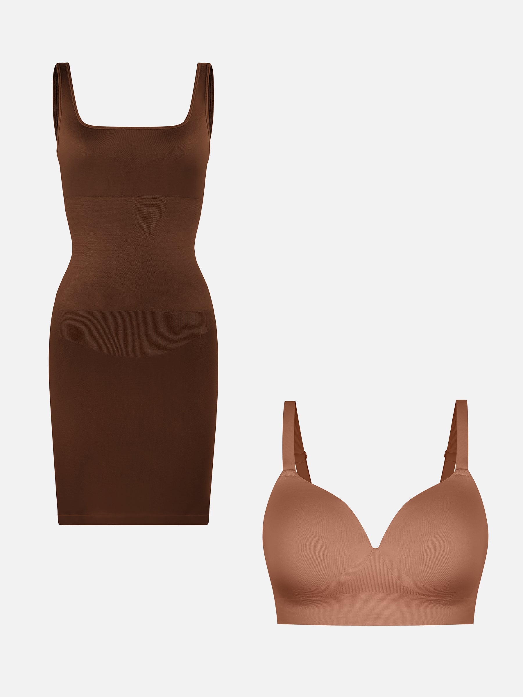 Feelingirl Square Neck Shaping Dress + Push-Up Seamless Bra