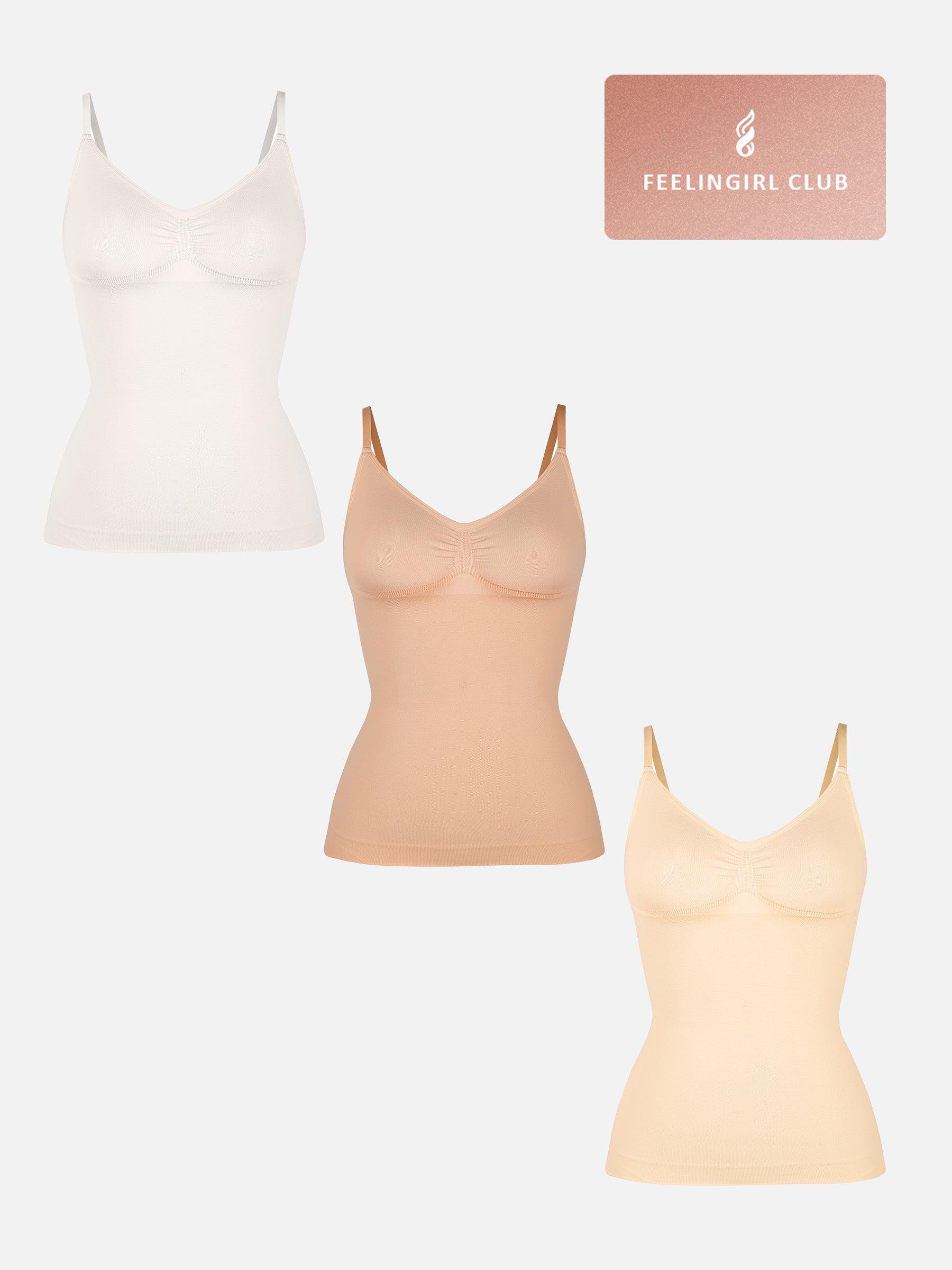 Feelingirl 3-Pack Bust Support and Waist Control Shape Tank Top Bundle