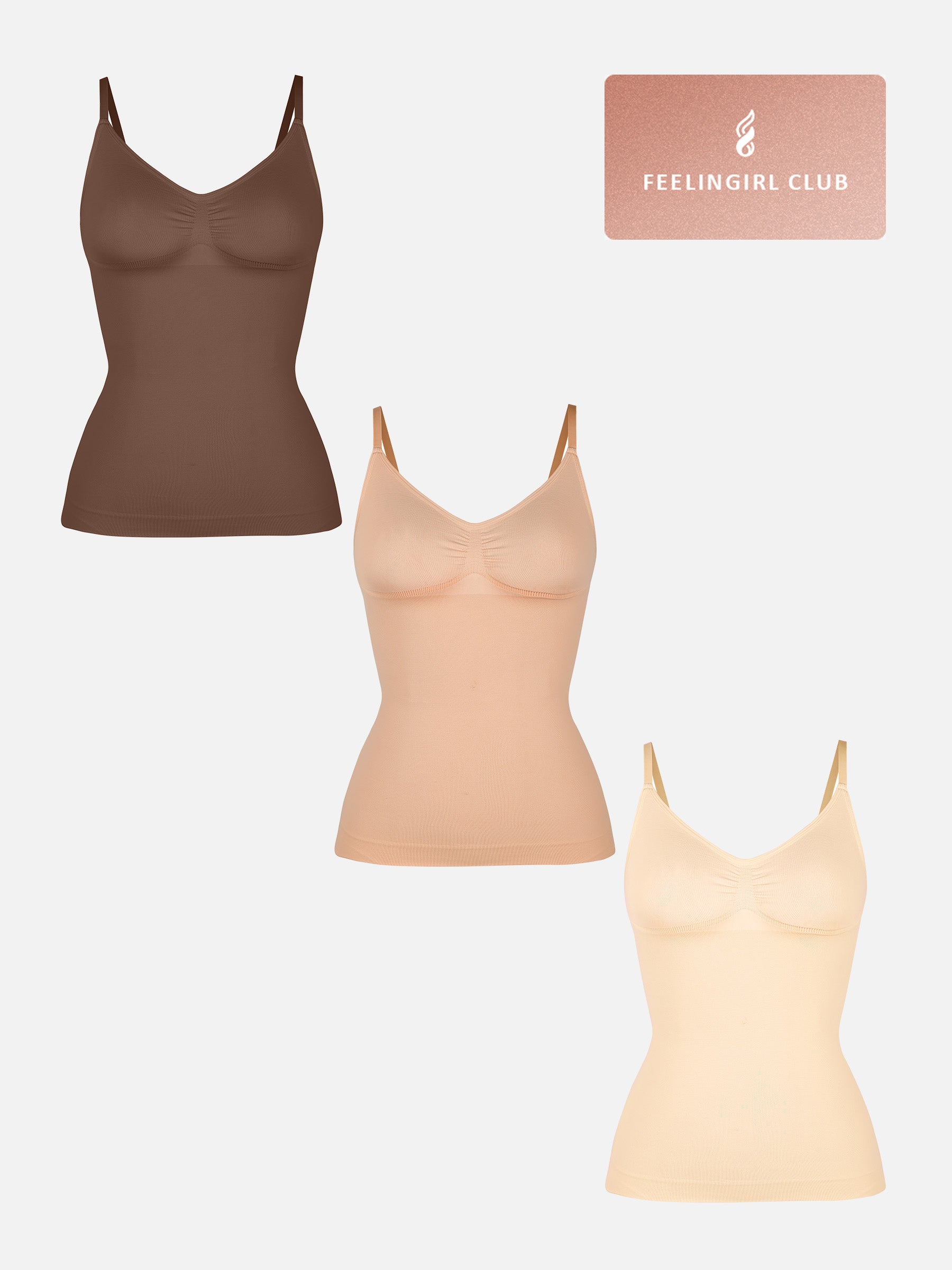 Feelingirl 3-Pack Bust Support and Waist Control Shape Tank Top Bundle