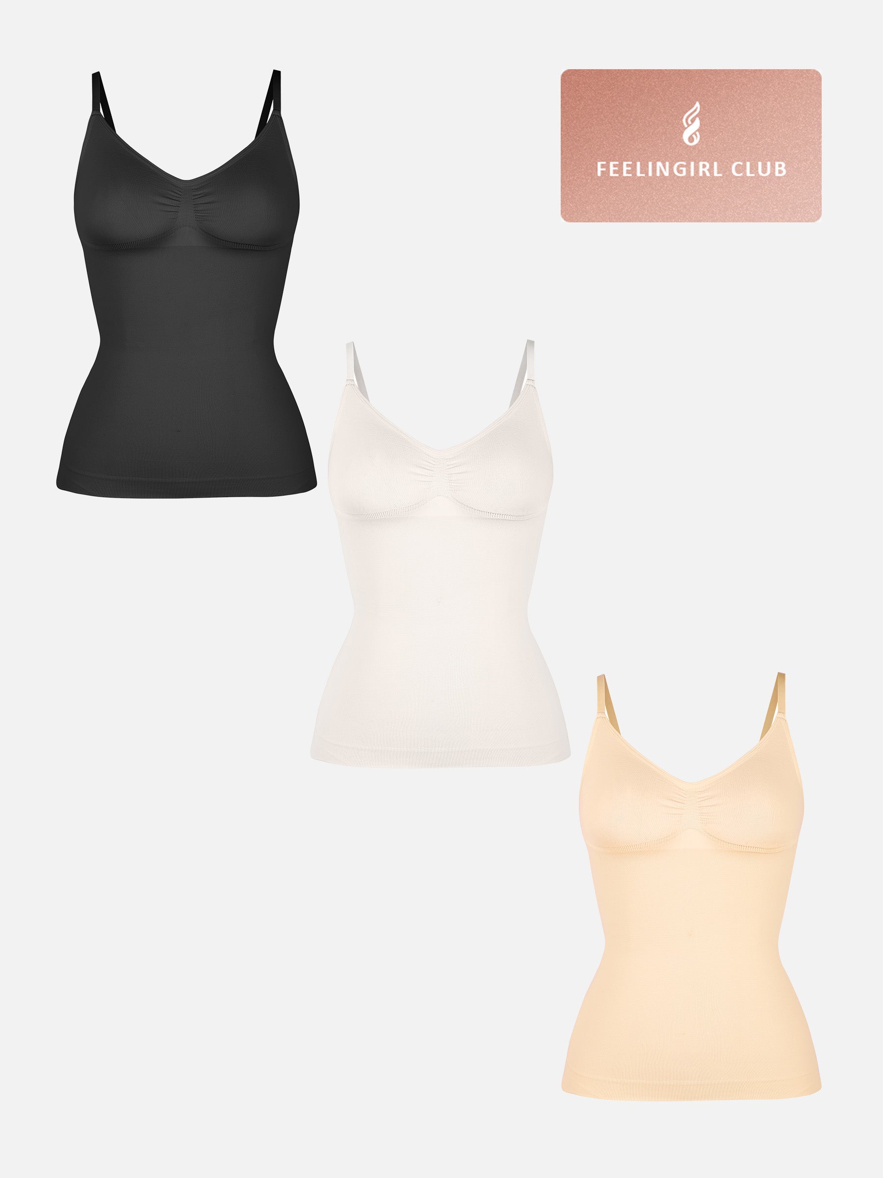 Feelingirl 3-Pack Bust Support and Waist Control Shape Tank Top Bundle