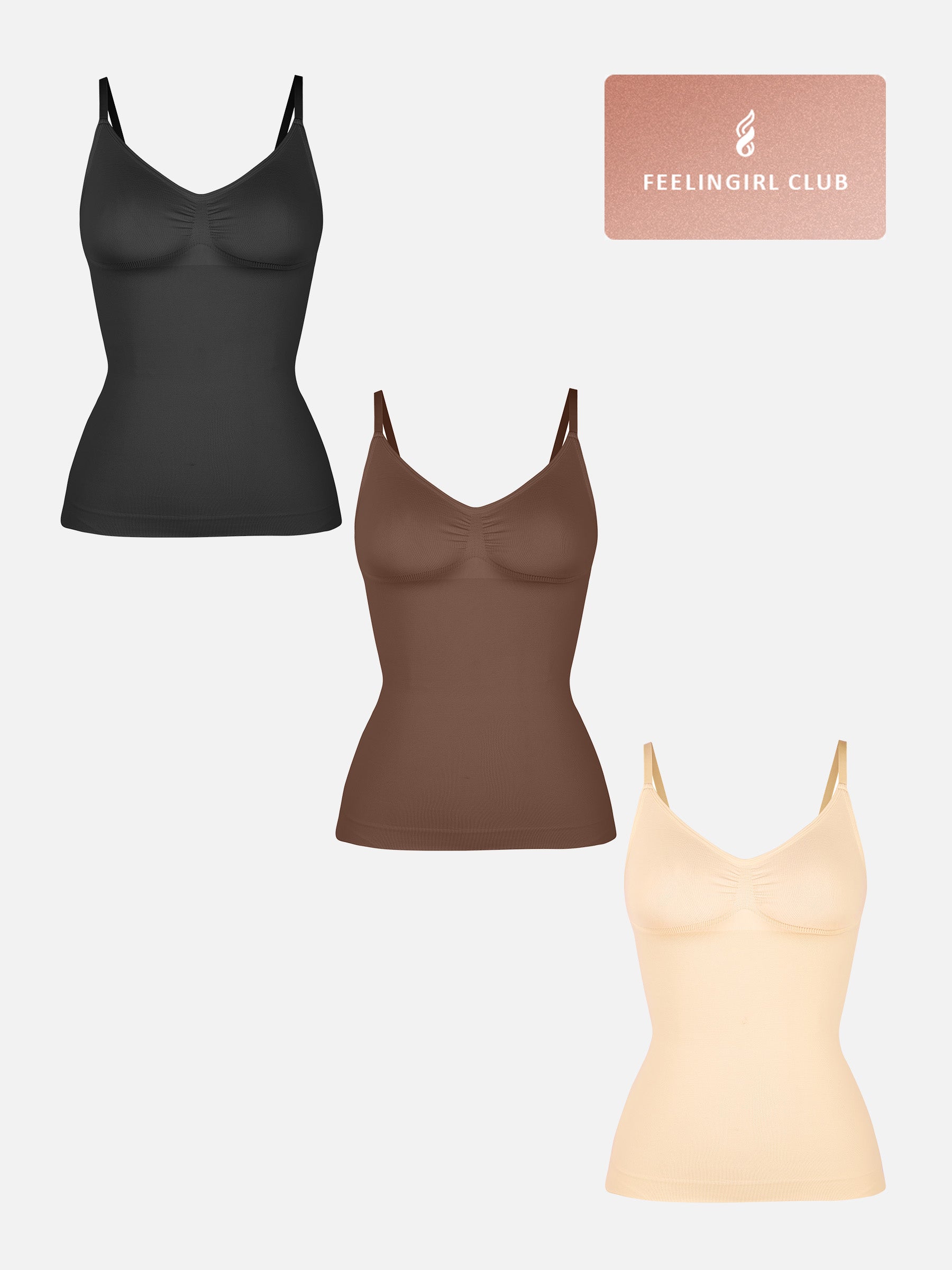 Feelingirl 3-Pack Bust Support and Waist Control Shape Tank Top Bundle