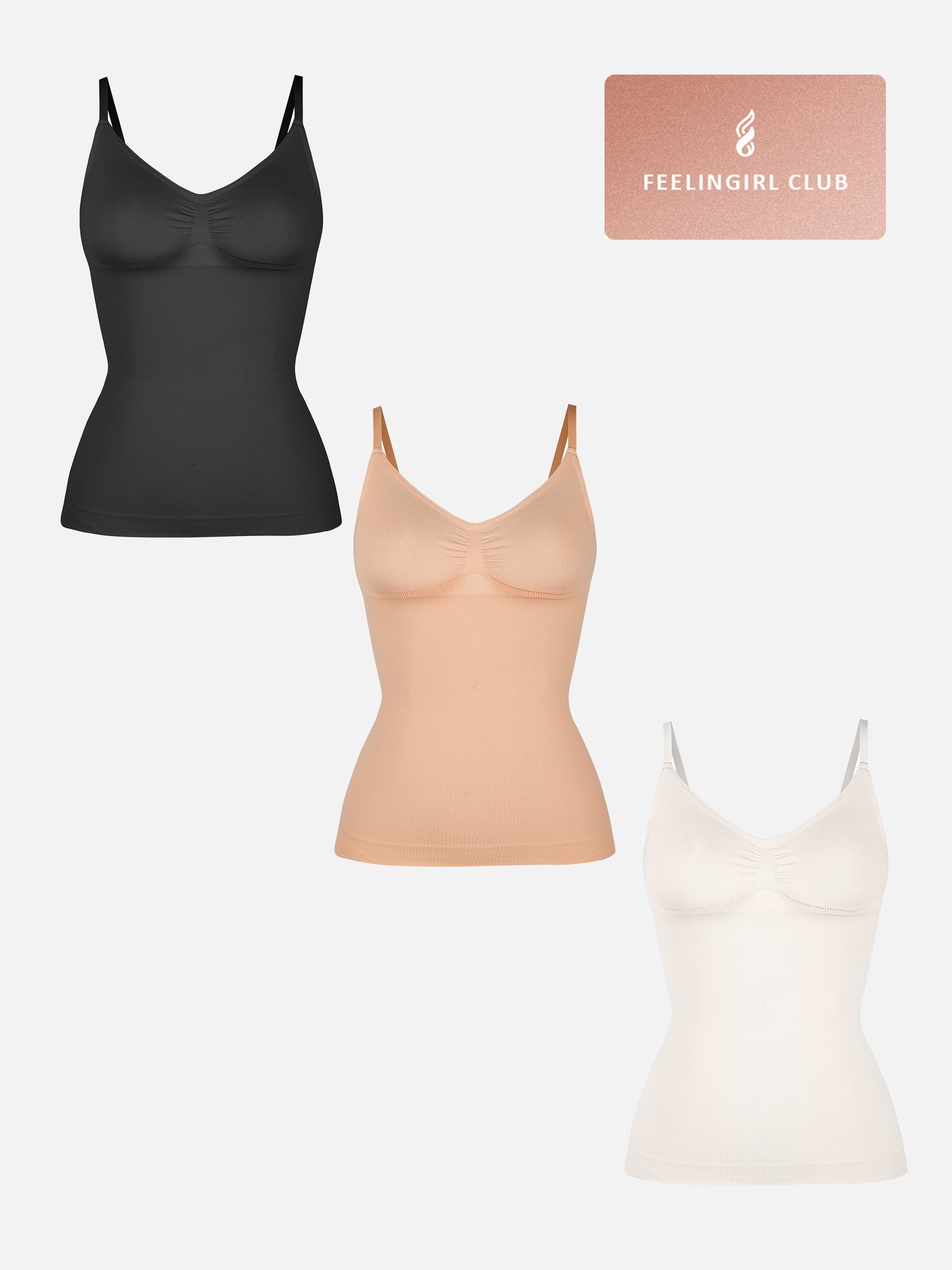 Feelingirl 3-Pack Bust Support and Waist Control Shape Tank Top Bundle