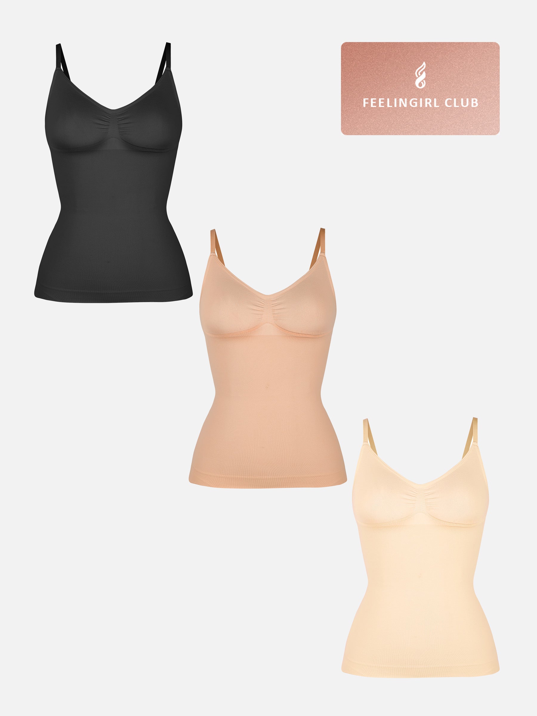 Feelingirl 3-Pack Bust Support and Waist Control Shape Tank Top Bundle