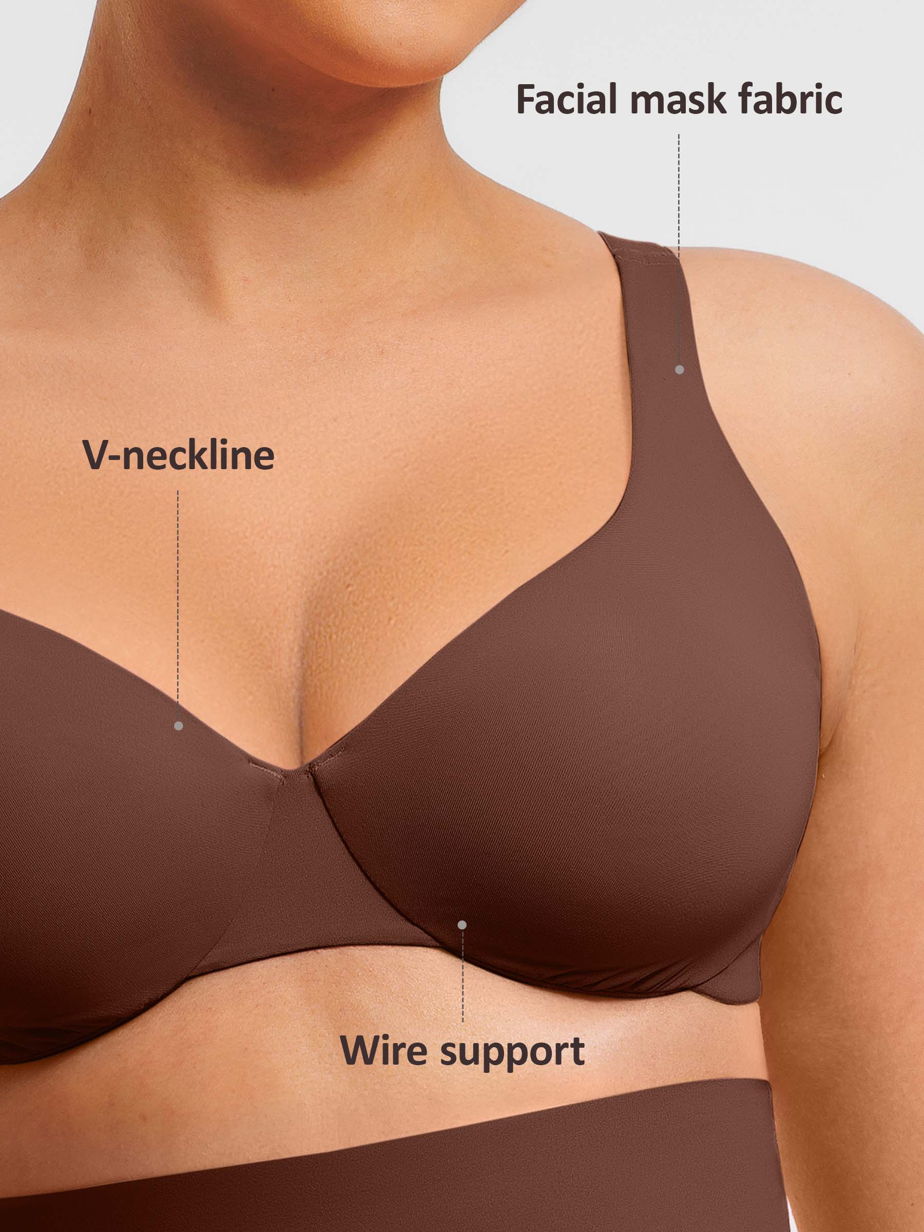 Feelingirl Adjustable Deep V-Neck Underwire Bra
