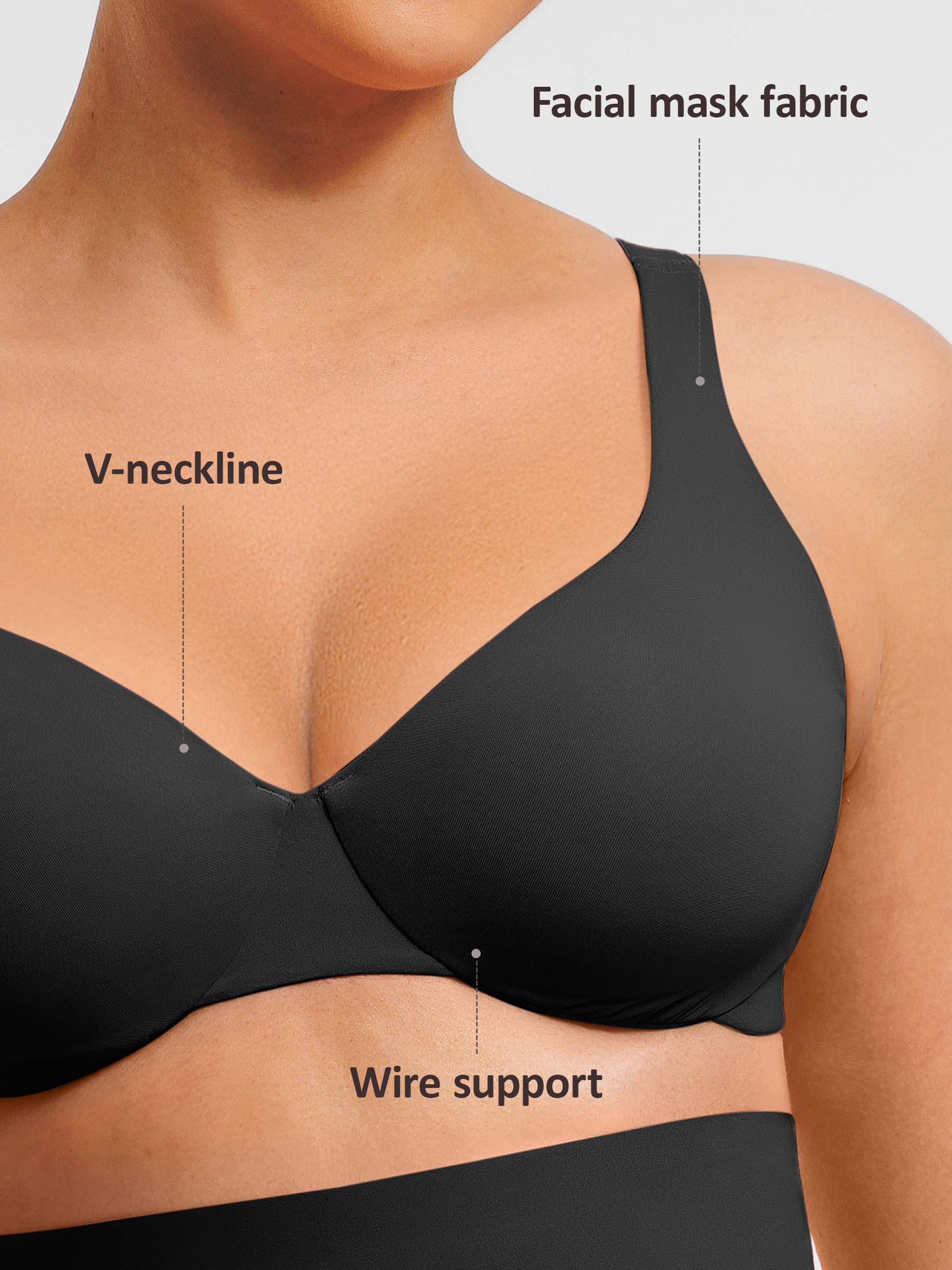 Feelingirl Adjustable Deep V-Neck Underwire Bra