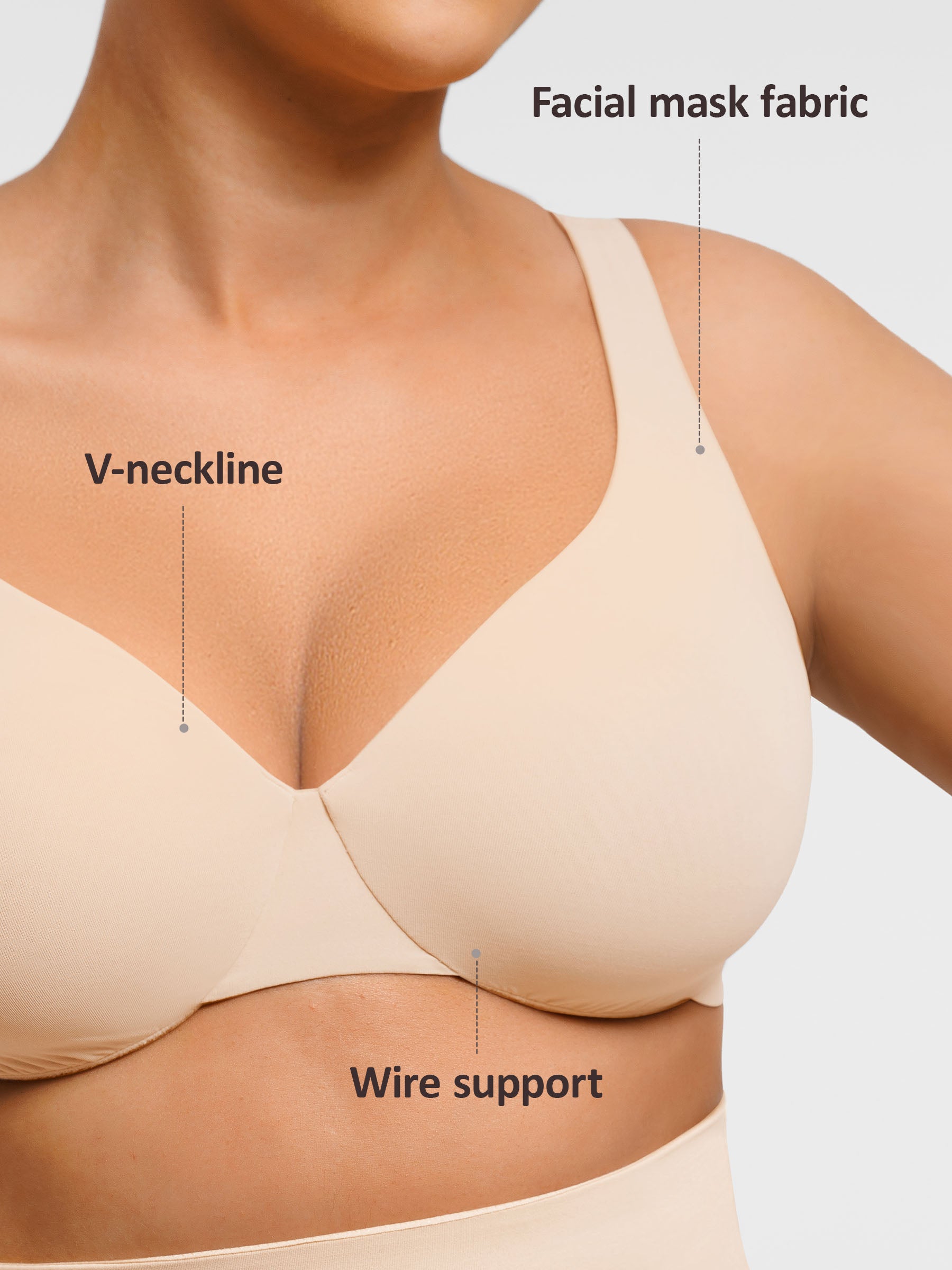 Feelingirl Adjustable Deep V-Neck Underwire Bra