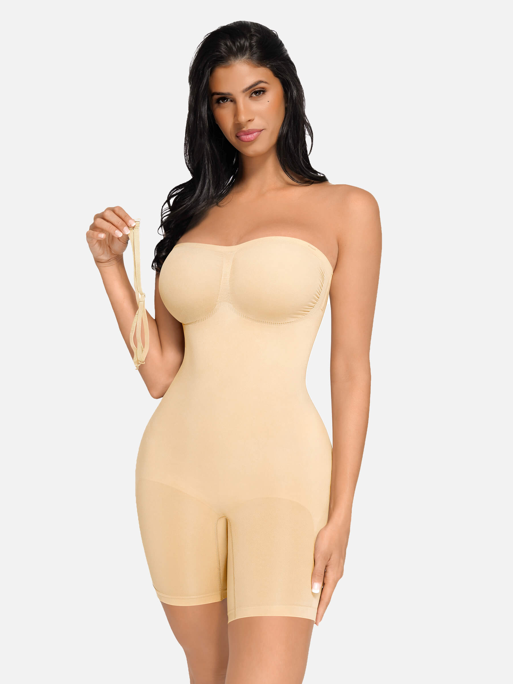 Feelingirl Seamless Strapless Bodysuit with Removable Straps