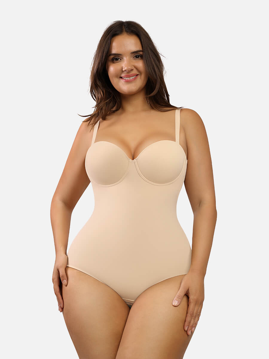 FeelinGirl Seamless Tummy Control Shaper Bodysuit with Removable Straps