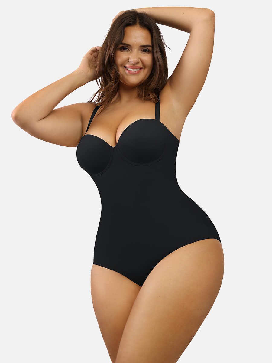 FeelinGirl Seamless Tummy Control Shaper Bodysuit with Removable Straps