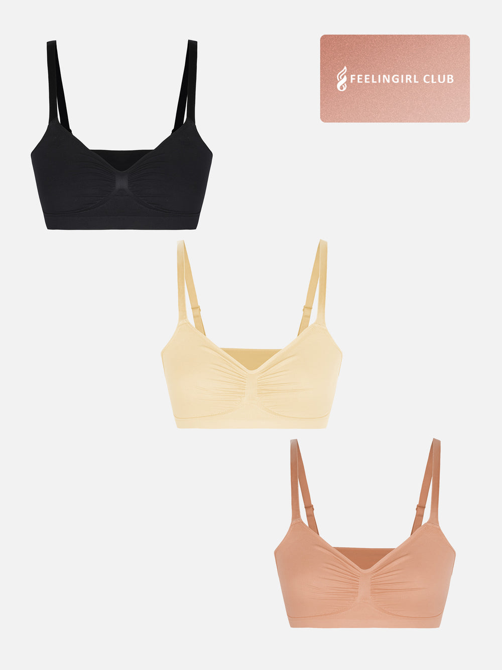3-Pack Smooth Seamless Wireless Bra Bundle