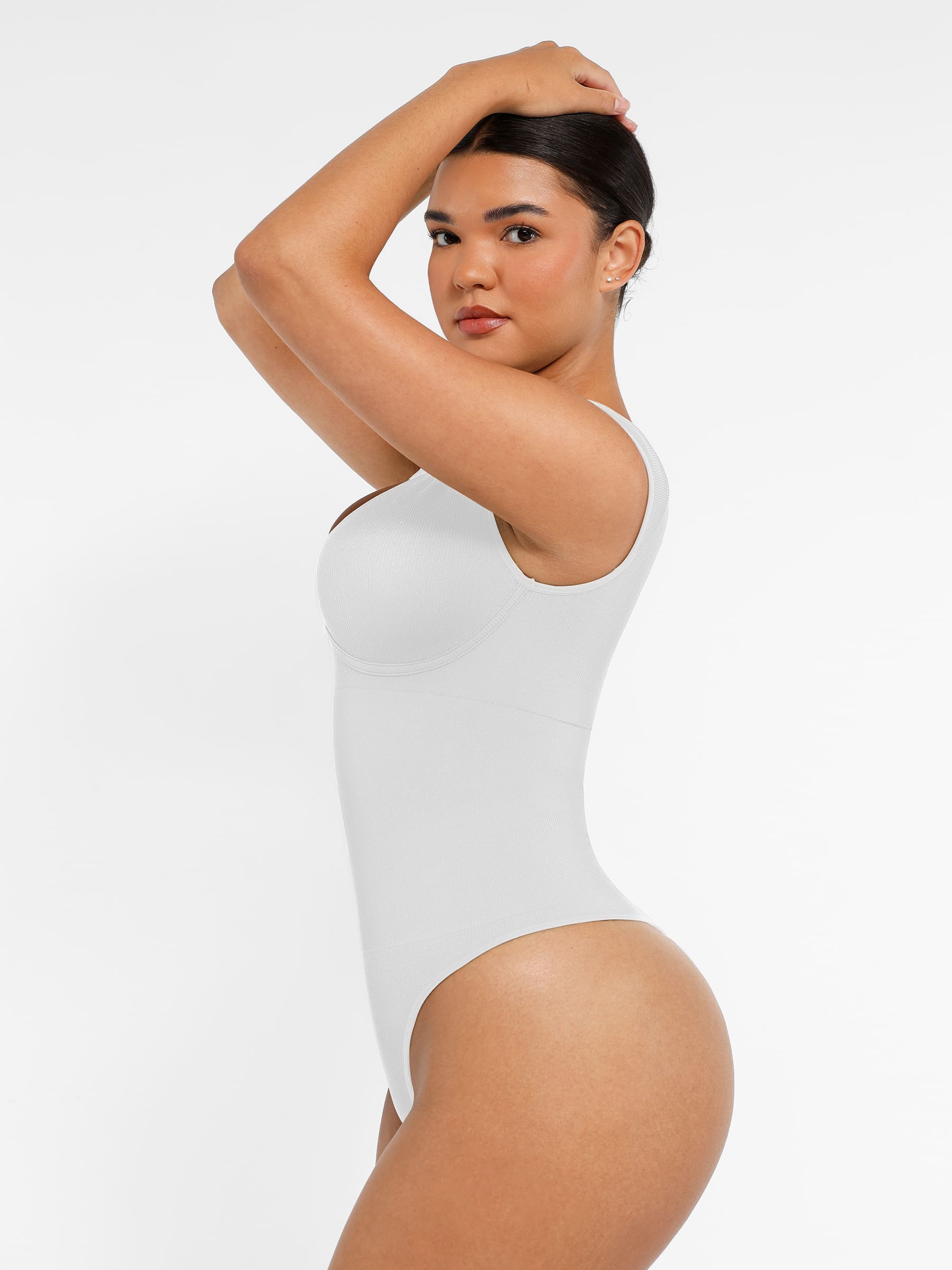 Feelingirl-Seamless-Deep-V-Tummy-Control-Bodysuit-with-Antimicrobial-Gusset-Removable-Cups-&-Built-In-Bra-White