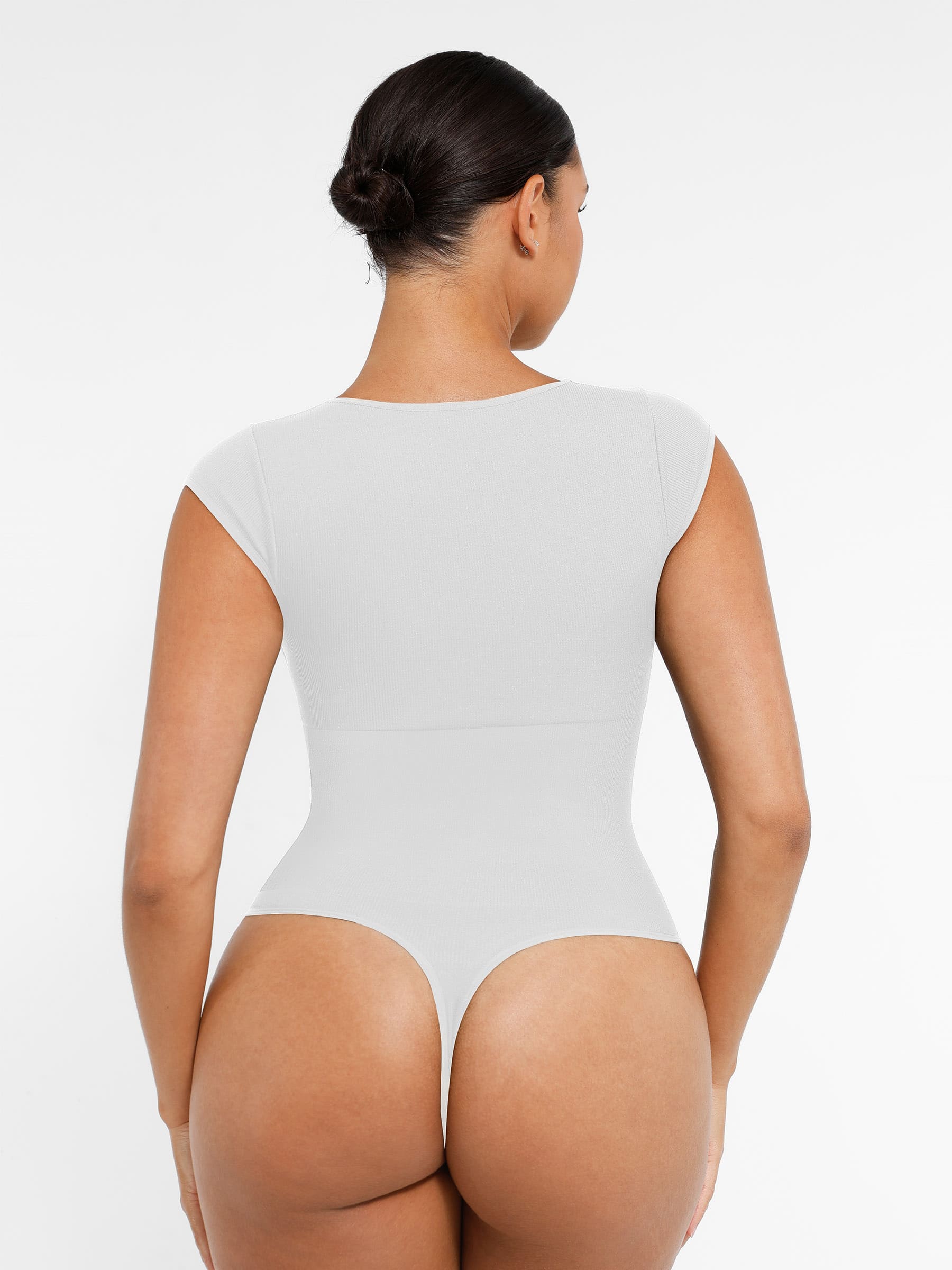 Feelingirl-Seamless-Deep-V-Tummy-Control-Bodysuit-with-Antimicrobial-Gusset-Removable-Cups-&-Built-In-Bra-White