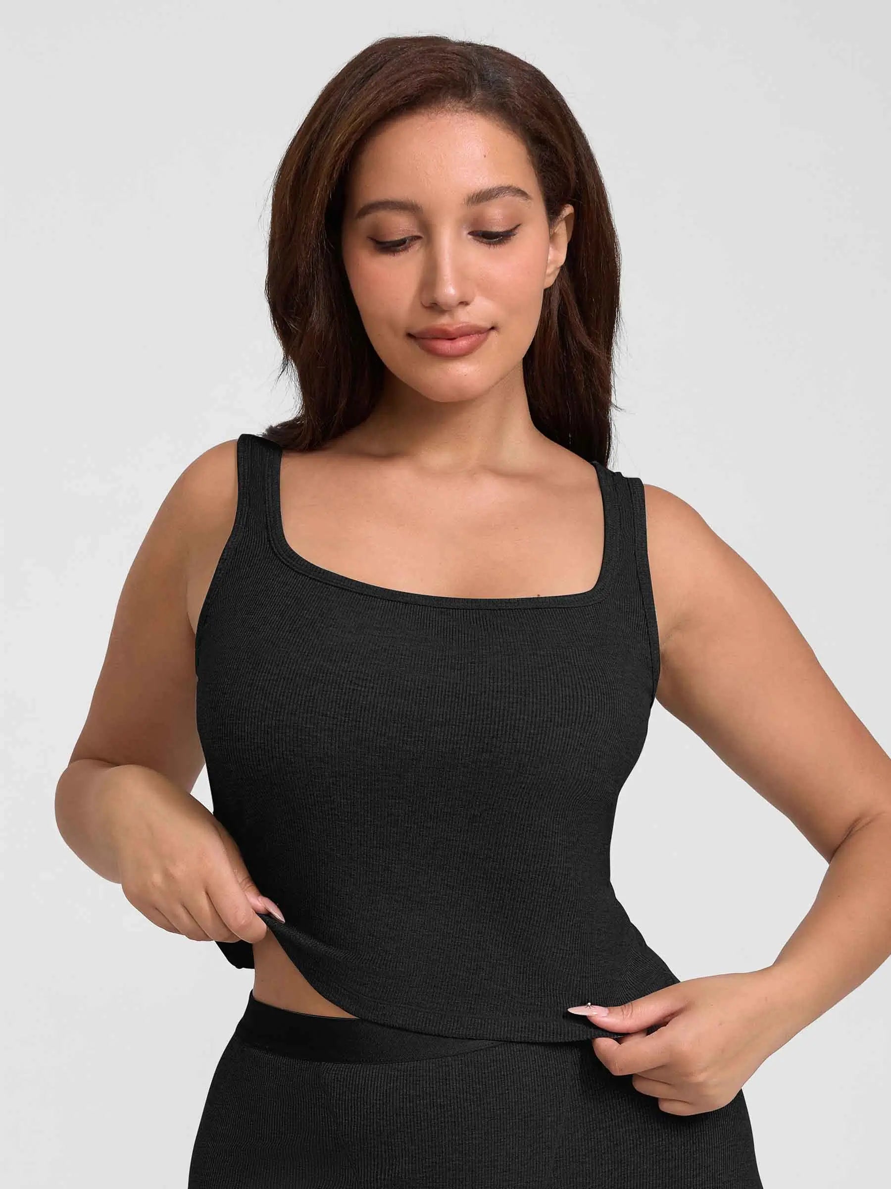 Feelingirl Breathable Ribbed Sleeveless Tank Top