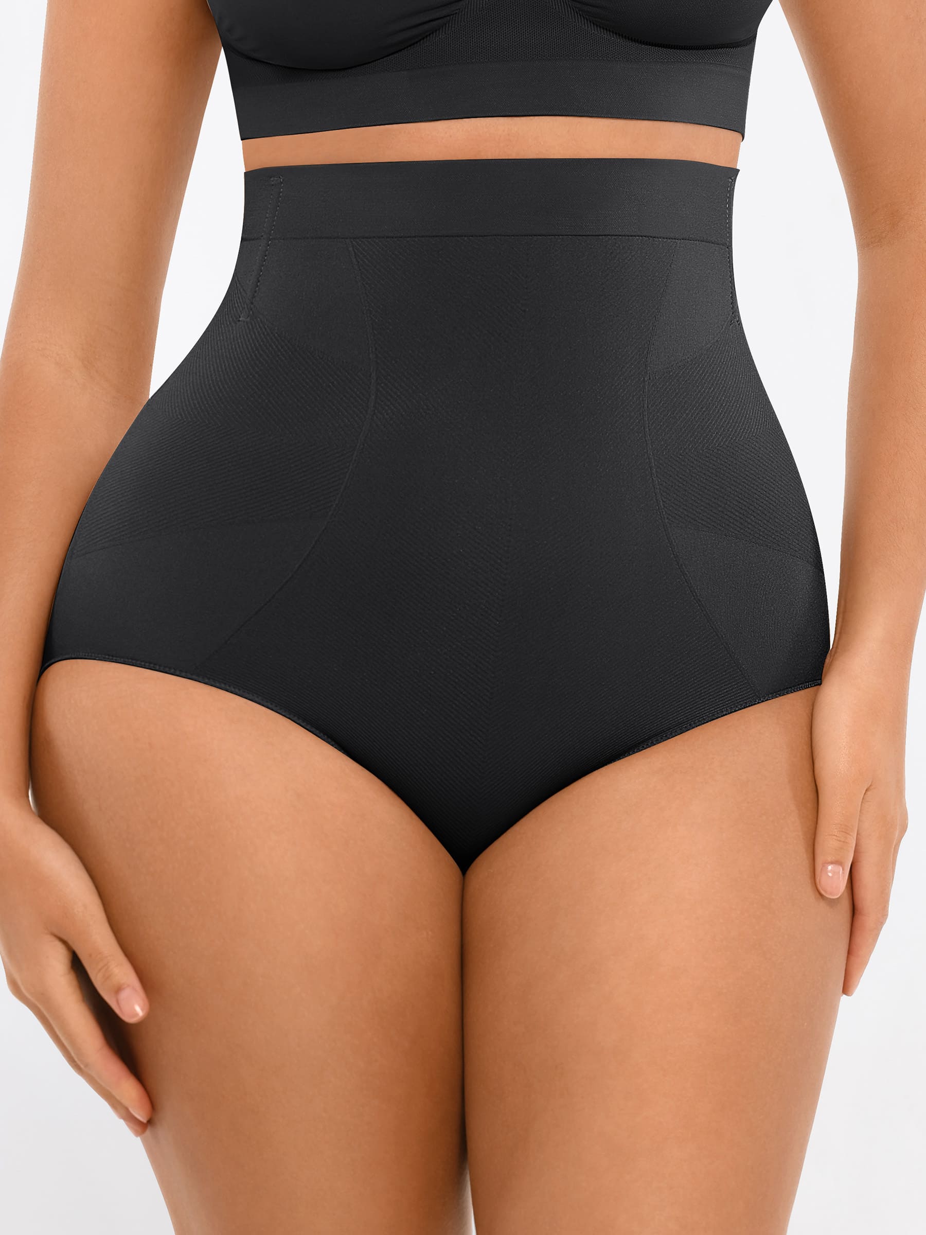 Feelingirl-Seamless-High-Waist-Tummy-Control-with-Anti-Slip-Waistband-&-Antimicrobial-Gusset-Shaping-Panties-Black