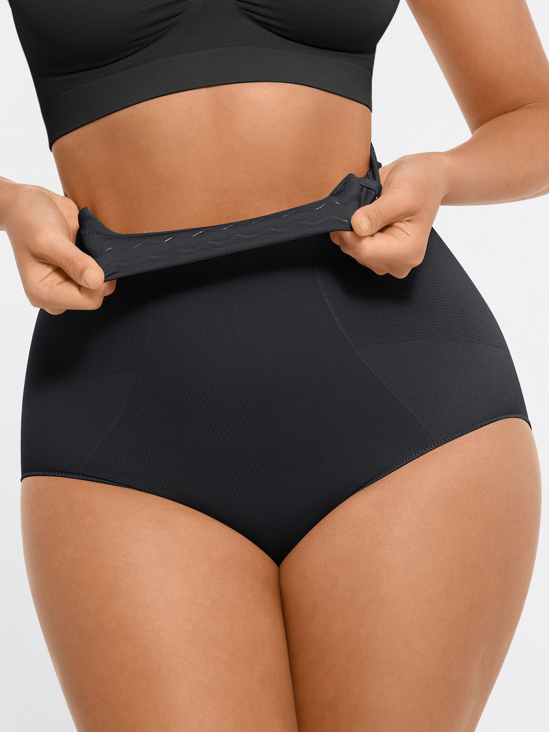 Feelingirl-Seamless-High-Waist-Tummy-Control-with-Anti-Slip-Waistband-&-Antimicrobial-Gusset-Shaping-Panties-Black