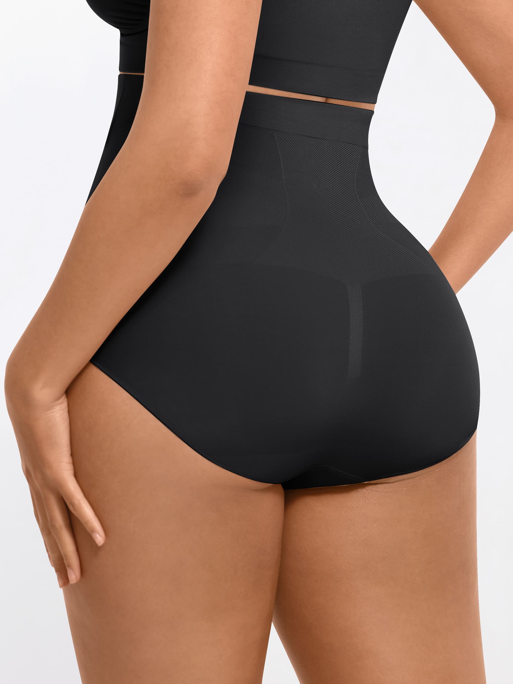 Feelingirl-Seamless-High-Waist-Tummy-Control-with-Anti-Slip-Waistband-&-Antimicrobial-Gusset-Shaping-Panties-Black