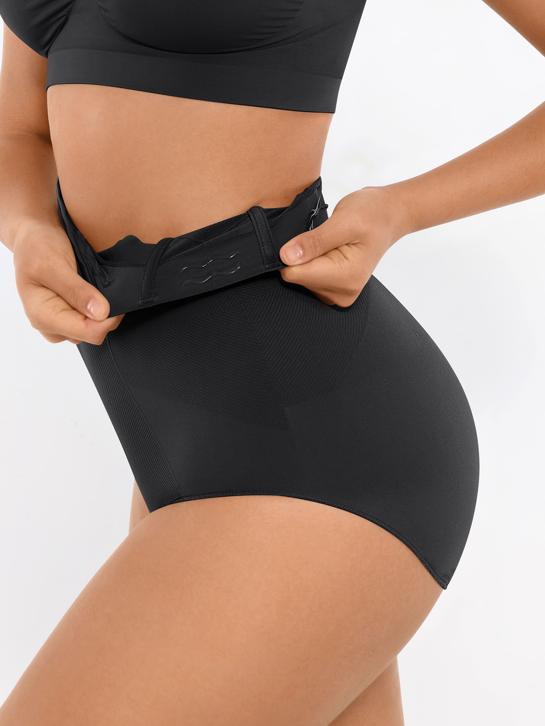 Feelingirl-Seamless-High-Waist-Tummy-Control-with-Anti-Slip-Waistband-&-Antimicrobial-Gusset-Shaping-Panties-Black