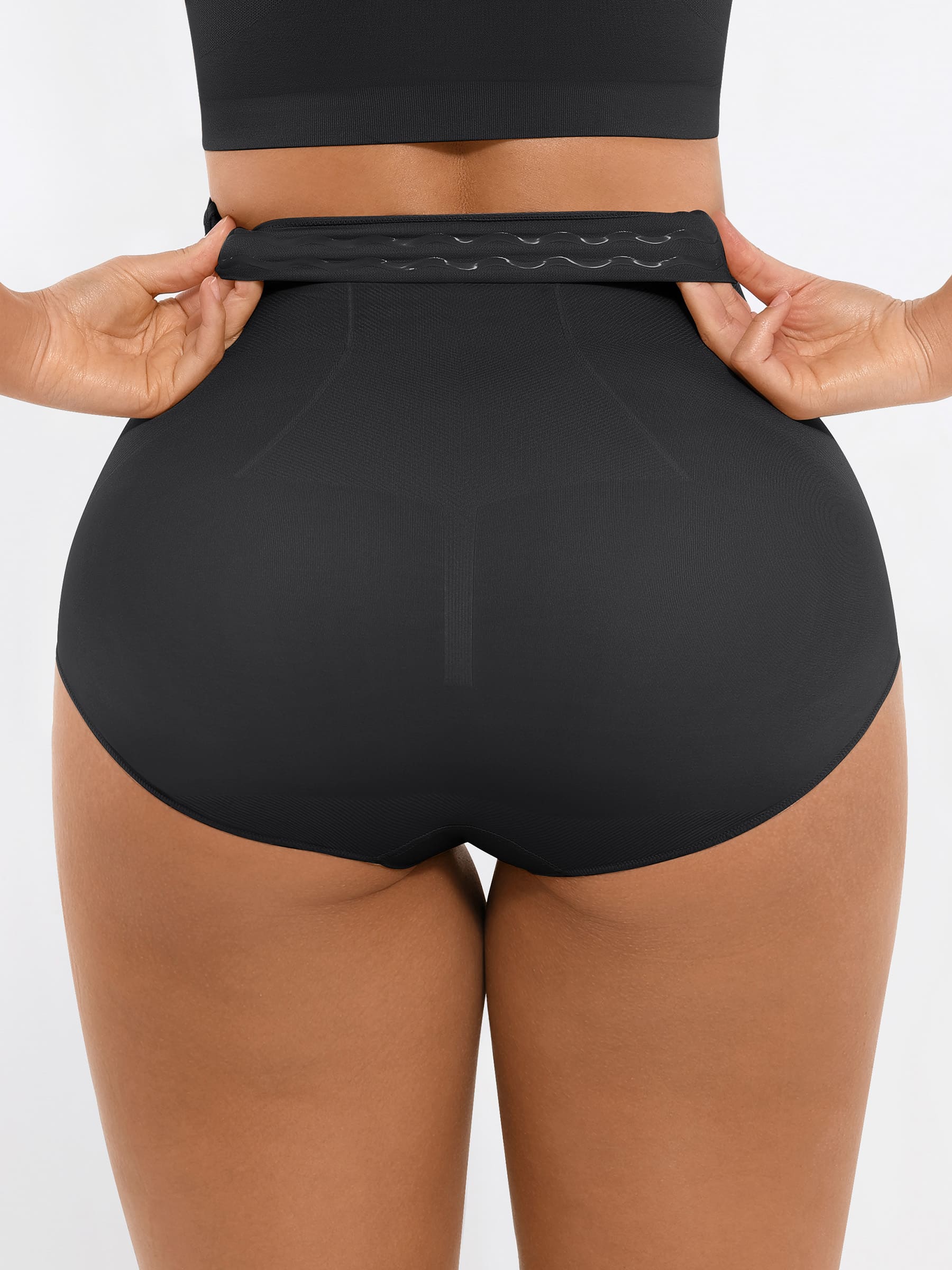 Feelingirl-Seamless-High-Waist-Tummy-Control-with-Anti-Slip-Waistband-&-Antimicrobial-Gusset-Shaping-Panties-Black