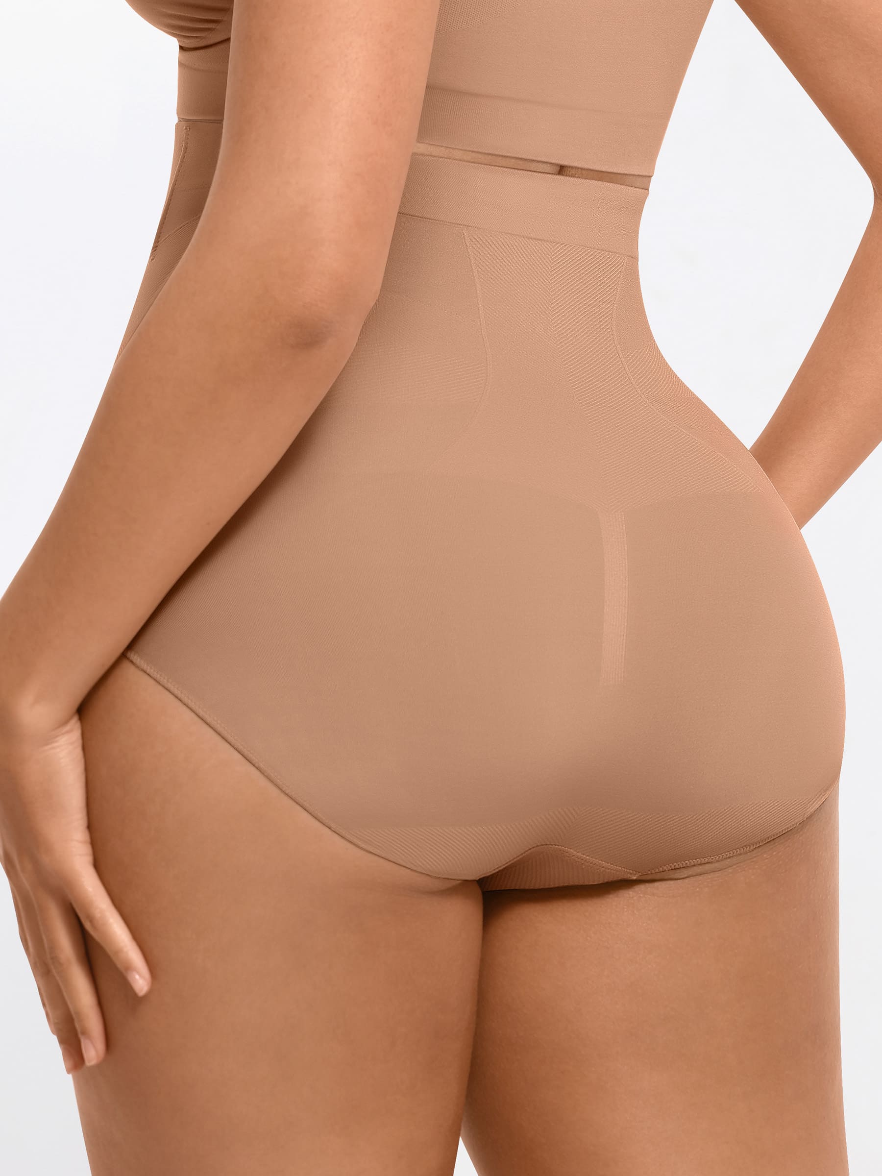 Feelingirl-Seamless-High-Waist-Tummy-Control-with-Anti-Slip-Waistband-&-Antimicrobial-Gusset-Shaping-Panties-Beige