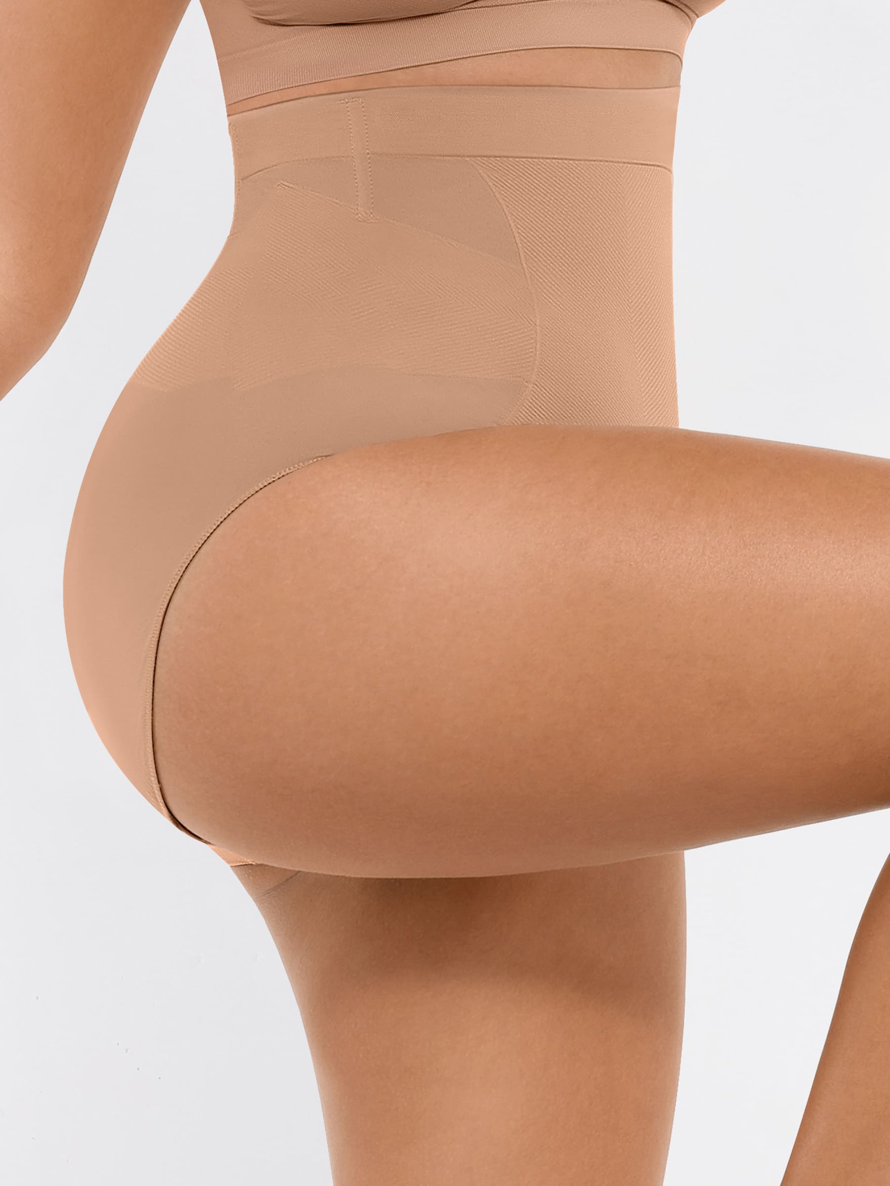 Feelingirl-Seamless-High-Waist-Tummy-Control-with-Anti-Slip-Waistband-&-Antimicrobial-Gusset-Shaping-Panties-Beige