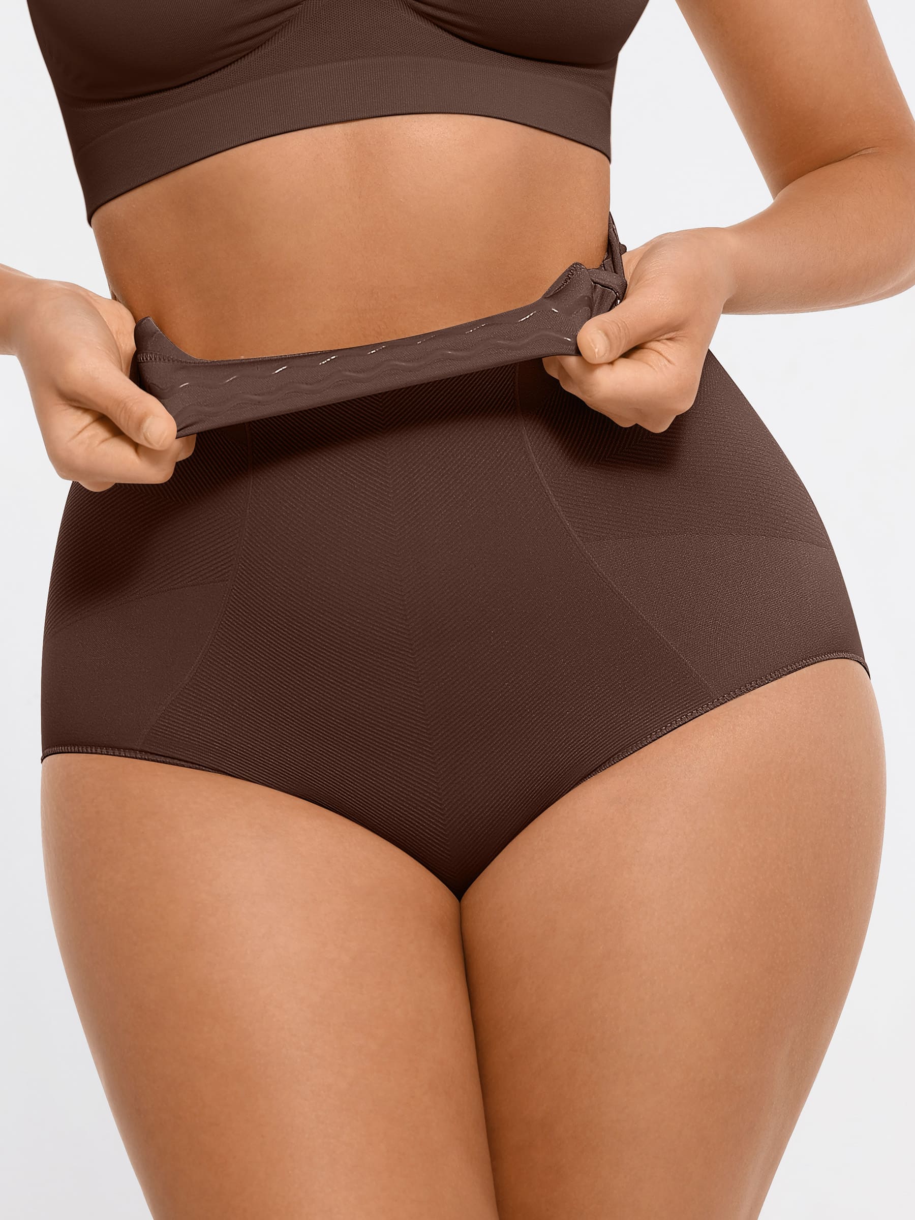 Feelingirl-Seamless-High-Waist-Tummy-Control-with-Anti-Slip-Waistband-&-Antimicrobial-Gusset-Shaping-Panties-Brown