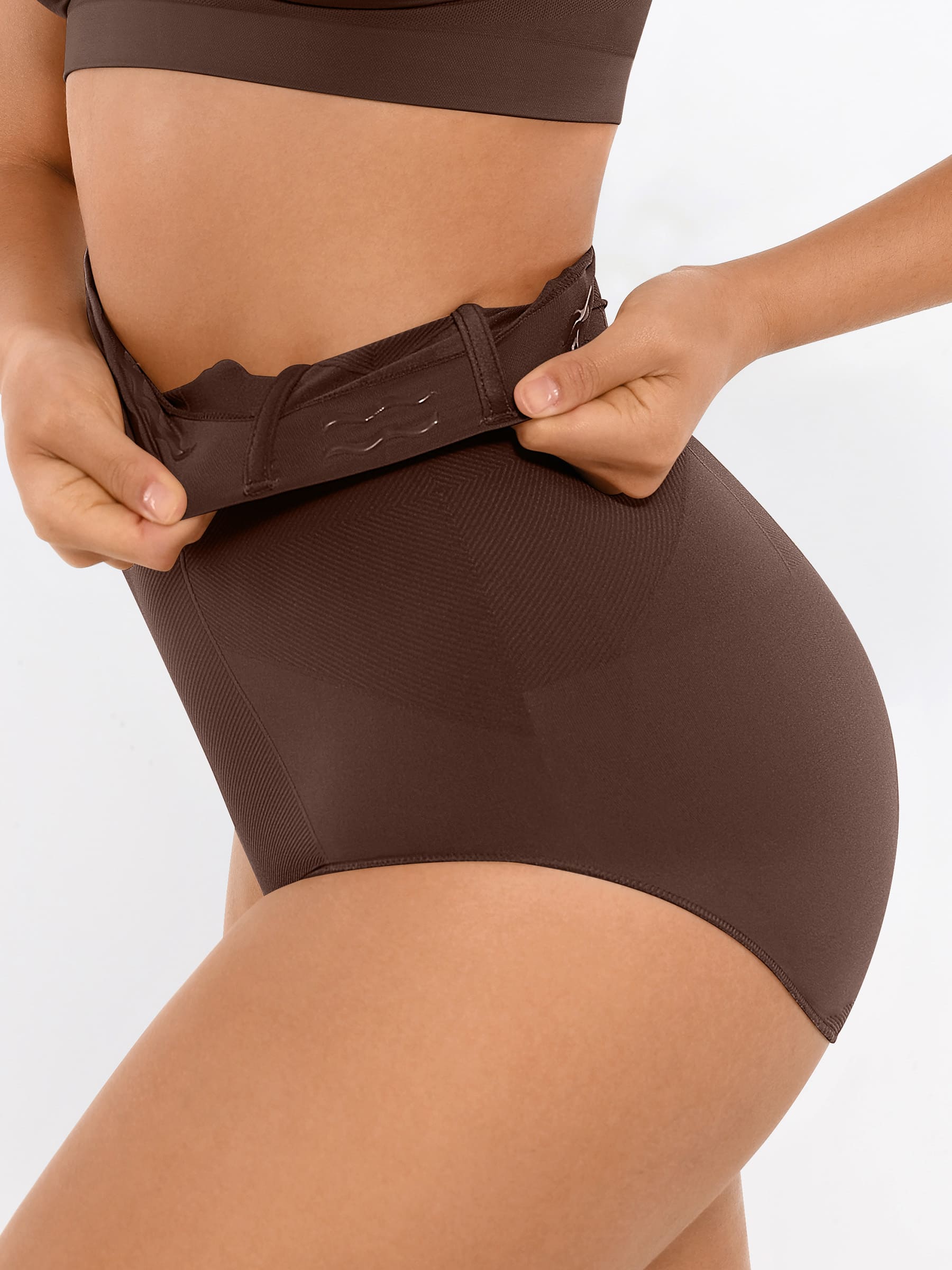 Feelingirl-Seamless-High-Waist-Tummy-Control-with-Anti-Slip-Waistband-&-Antimicrobial-Gusset-Shaping-Panties-Brown