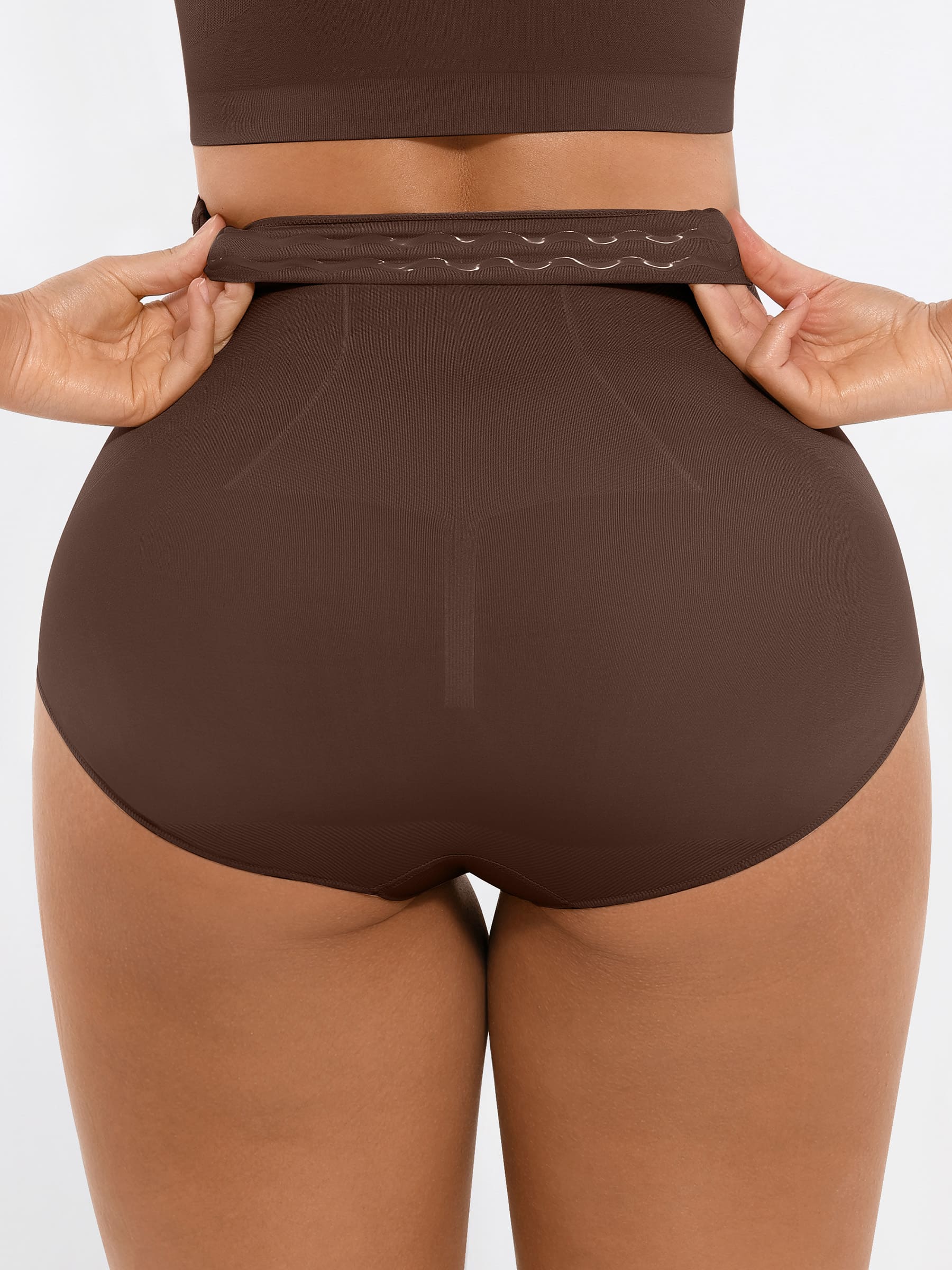 Feelingirl-Seamless-High-Waist-Tummy-Control-with-Anti-Slip-Waistband-&-Antimicrobial-Gusset-Shaping-Panties-Brown