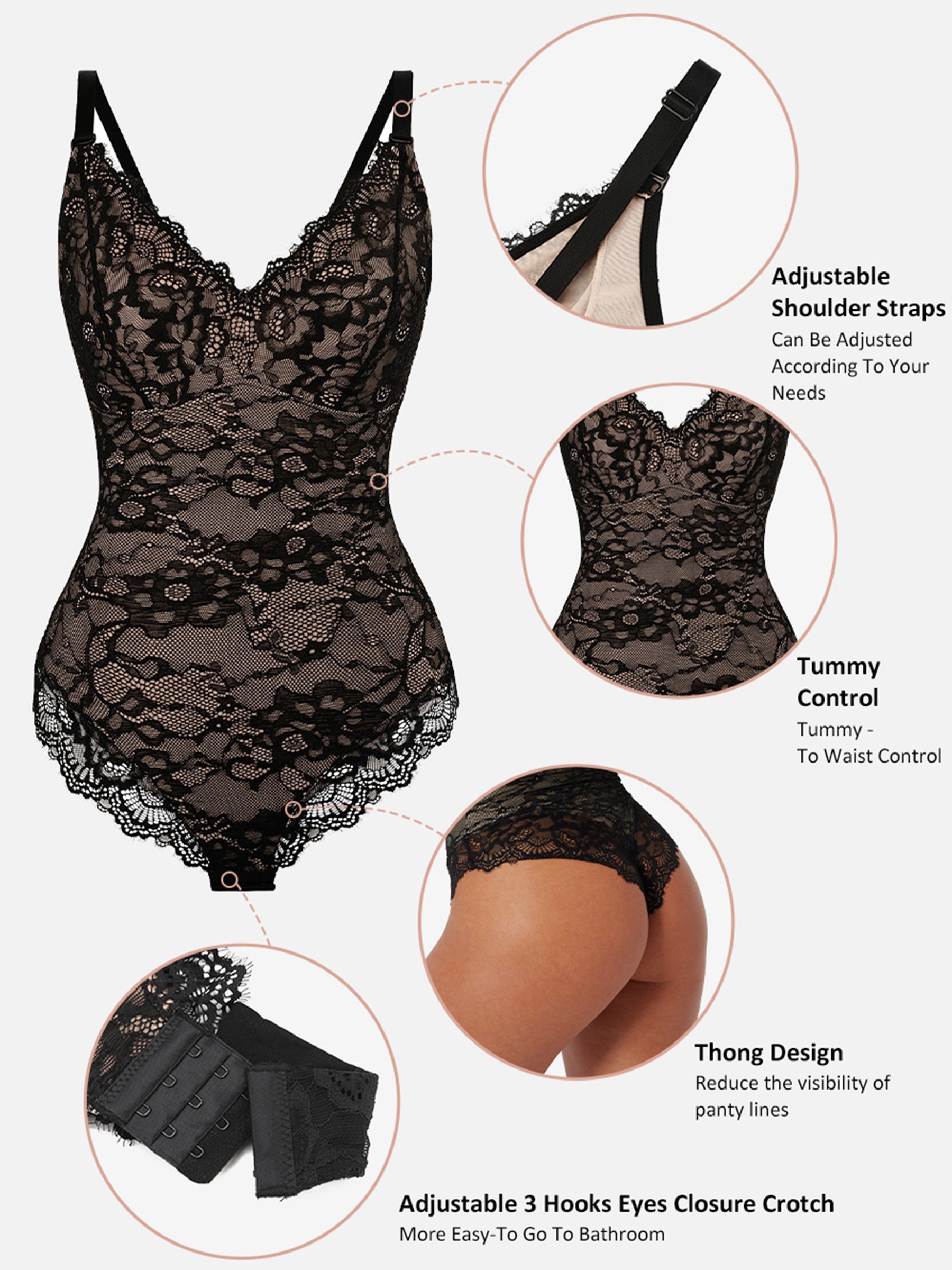 Feelingirl-V-Neck-Bodysuit-with-Lace-Fabric-BK1