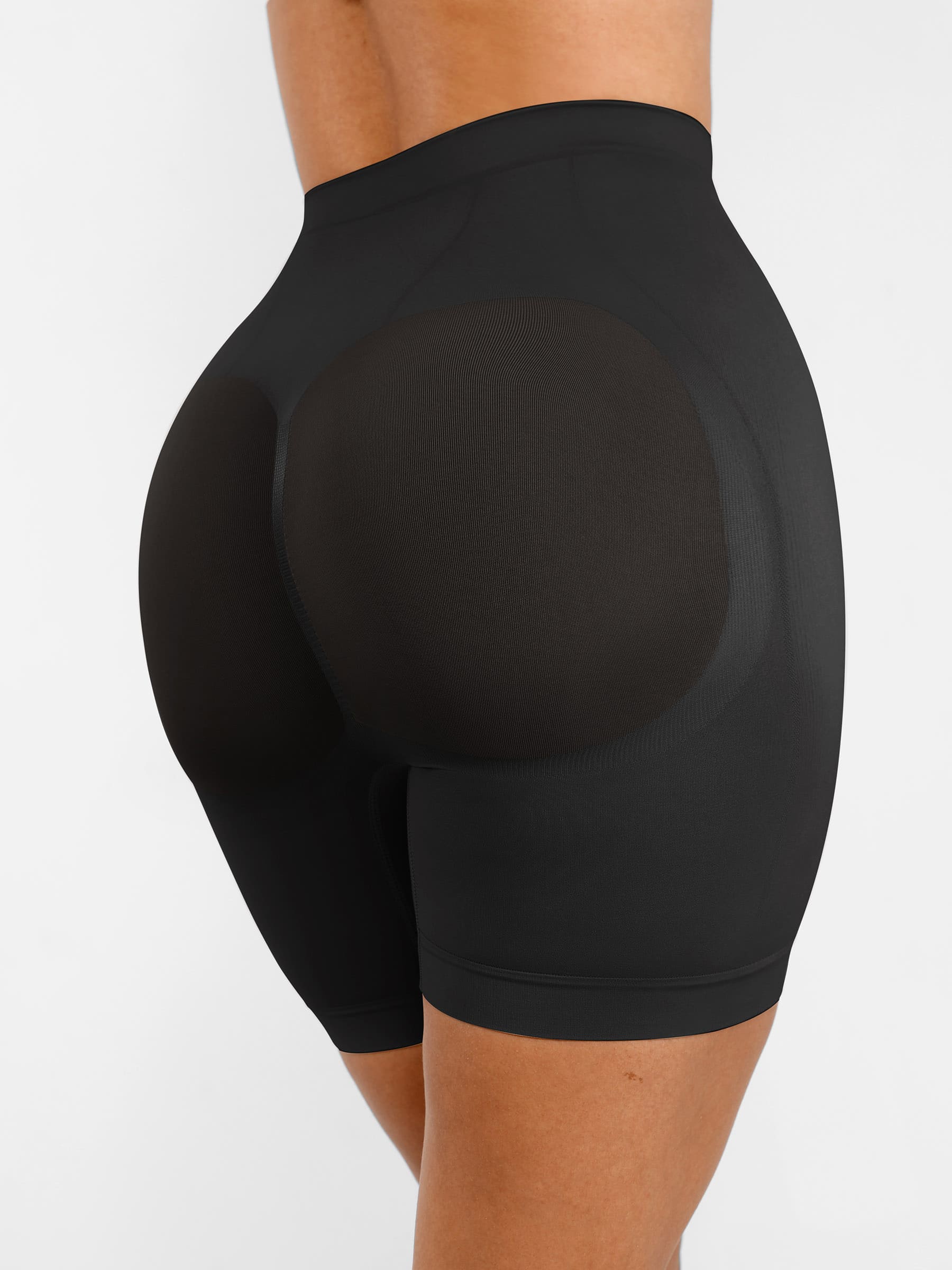 Feelingirl Seamless Comfort Mid-Waist Tummy Control Shaping Shorts - Light Compression & Breathable Design - Black