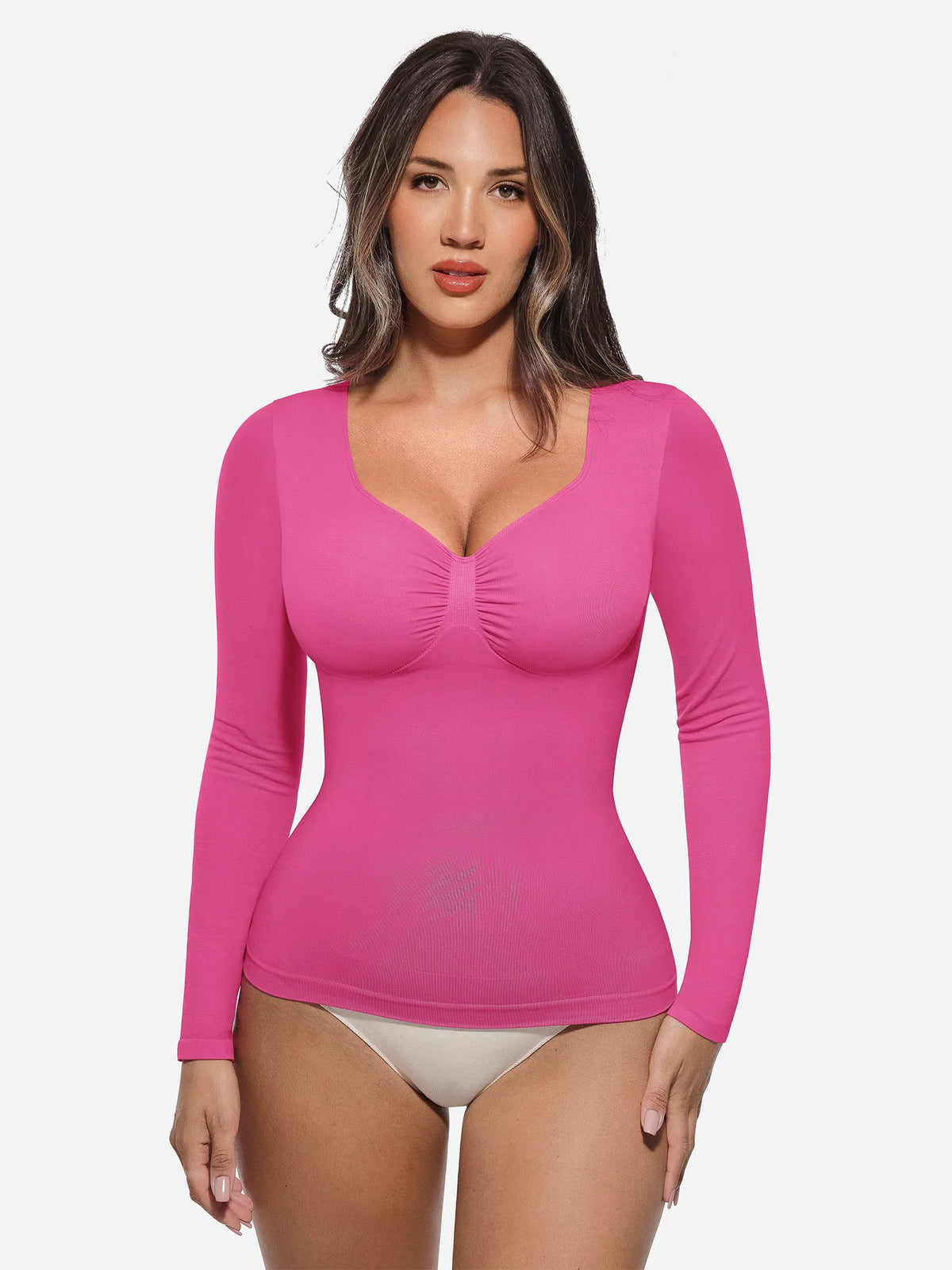 FeelinGirl Tummy Control Bodysuit – Long Sleeve Shapewear Thong