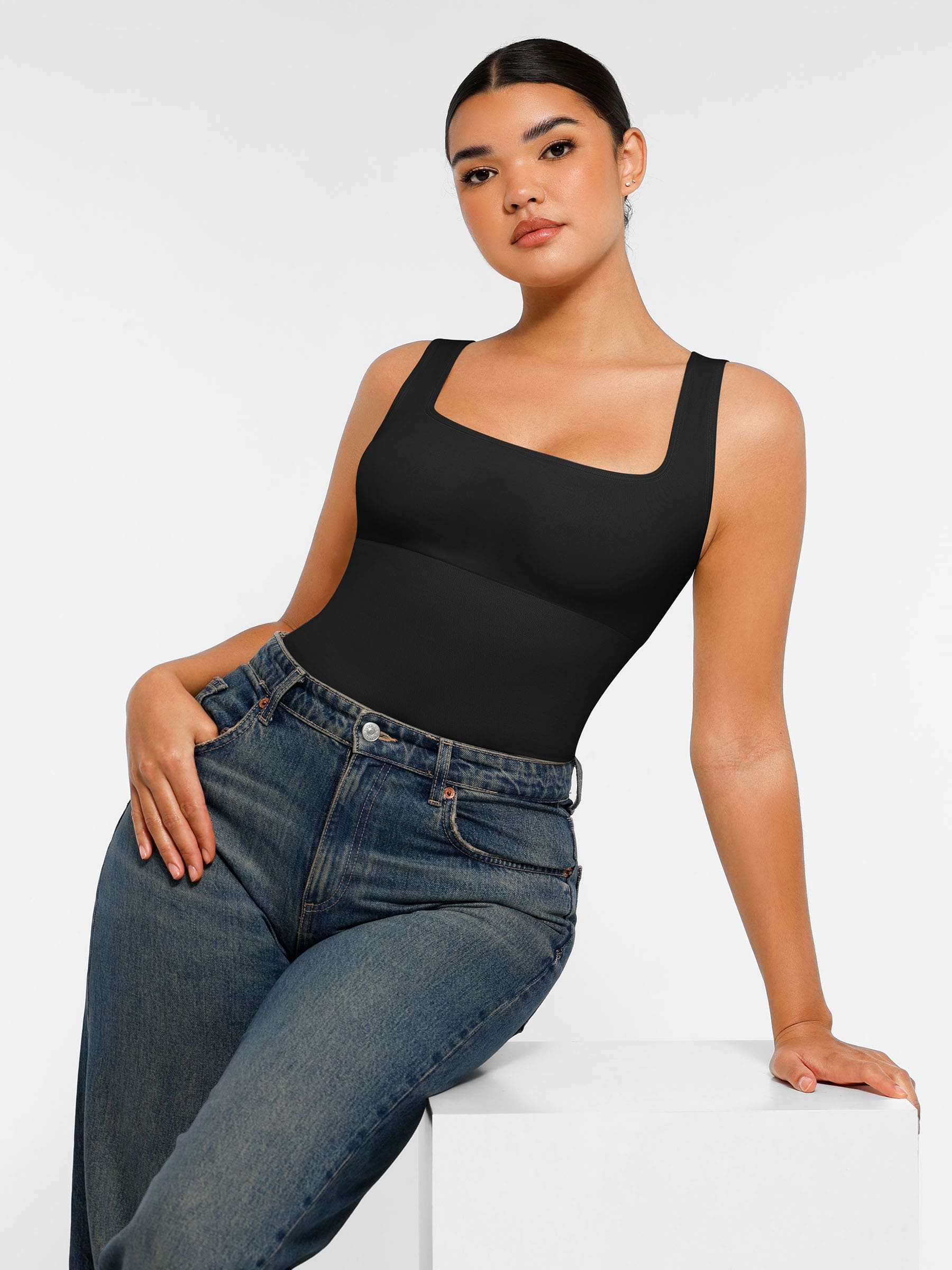 Feelingirl-Seamless-Sculpting-Thong-Bodysuit-BK1f-5