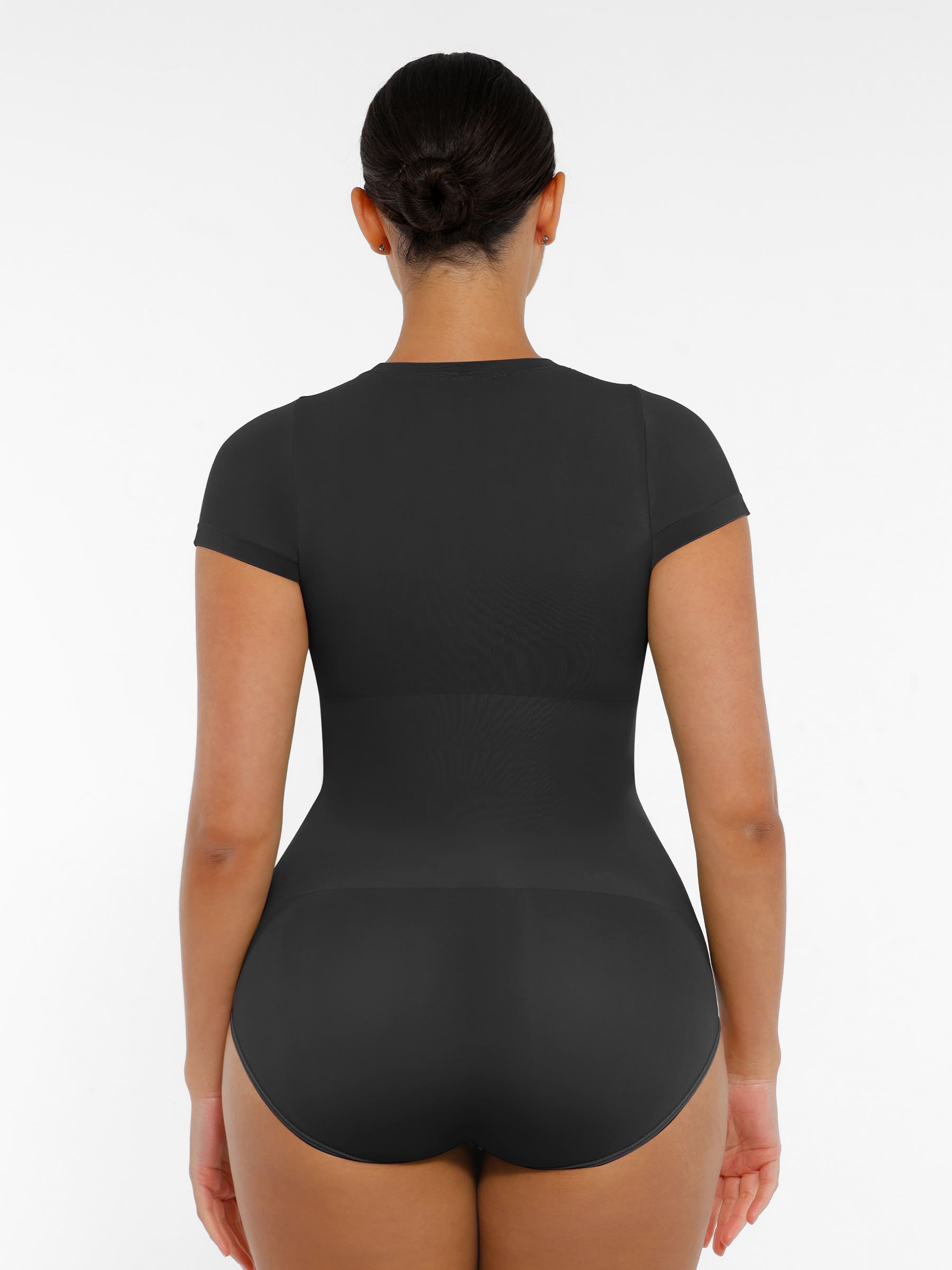 Feelingirl-SeamlessButtery-Soft Tummy-Control High-Waisted Sculpting Hip Bodysuit with Easy-Closure - Black