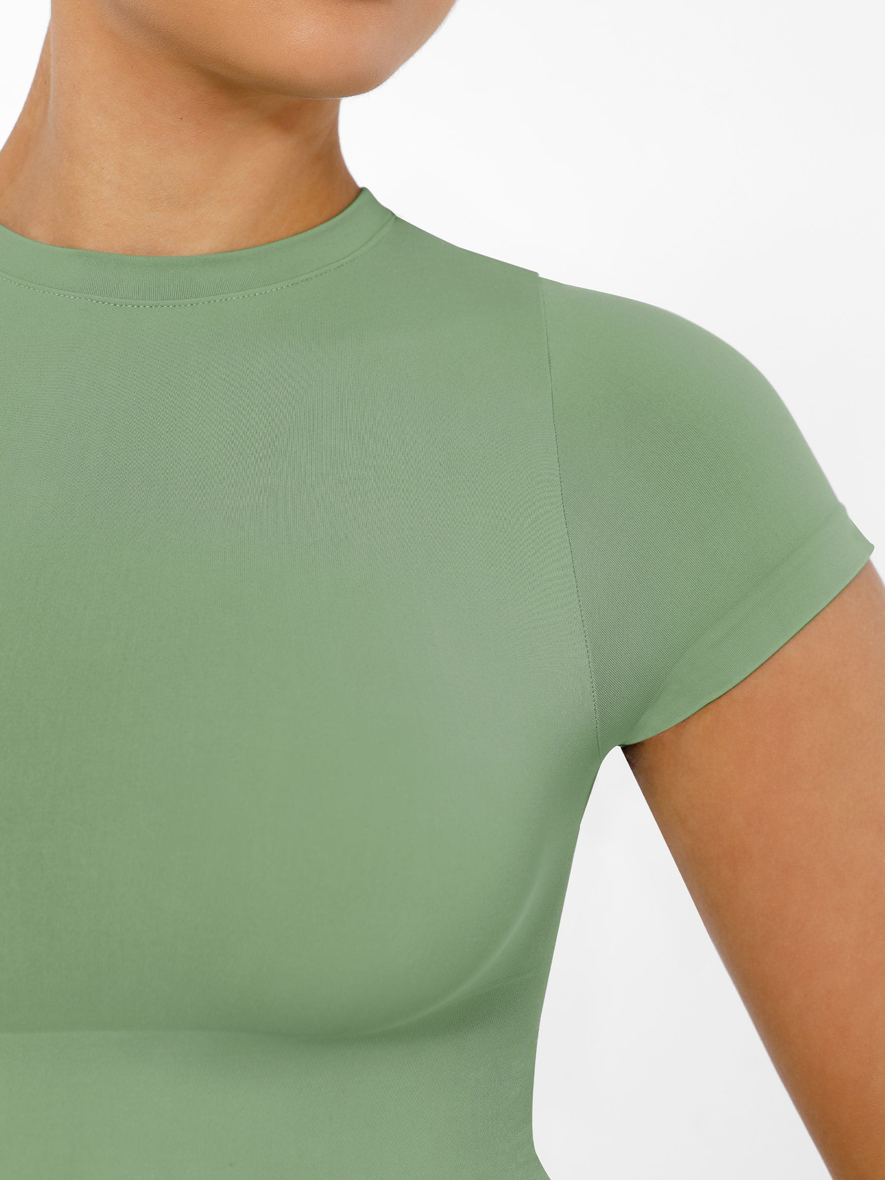 Feelingirl-SeamlessButtery-Soft Tummy-Control High-Waisted Sculpting Hip Bodysuit with Easy-Closure -Green