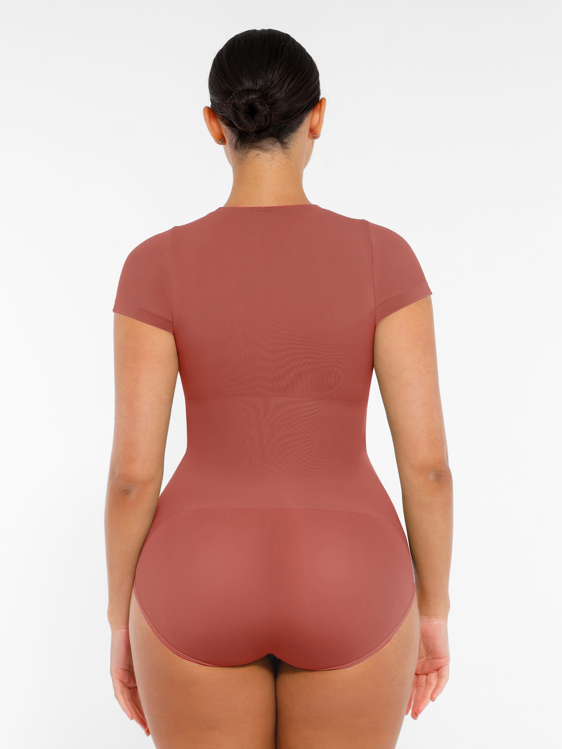 Feelingirl-SeamlessButtery-Soft Tummy-Control High-Waisted Sculpting Hip Bodysuit with Easy-Closure - Red