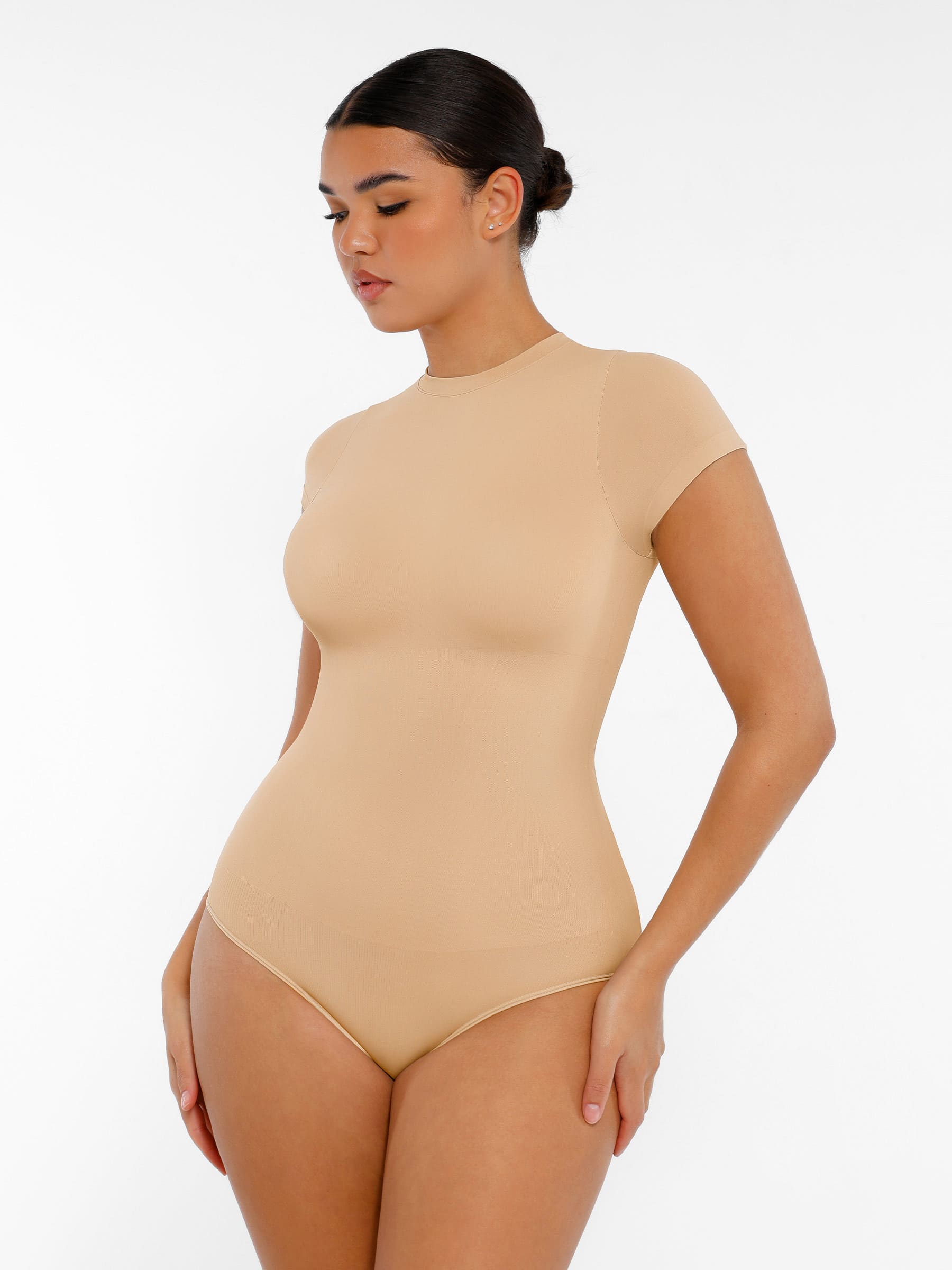 Feelingirl-SeamlessButtery-Soft Tummy-Control High-Waisted Sculpting Hip Bodysuit with Easy-Closure -Skin