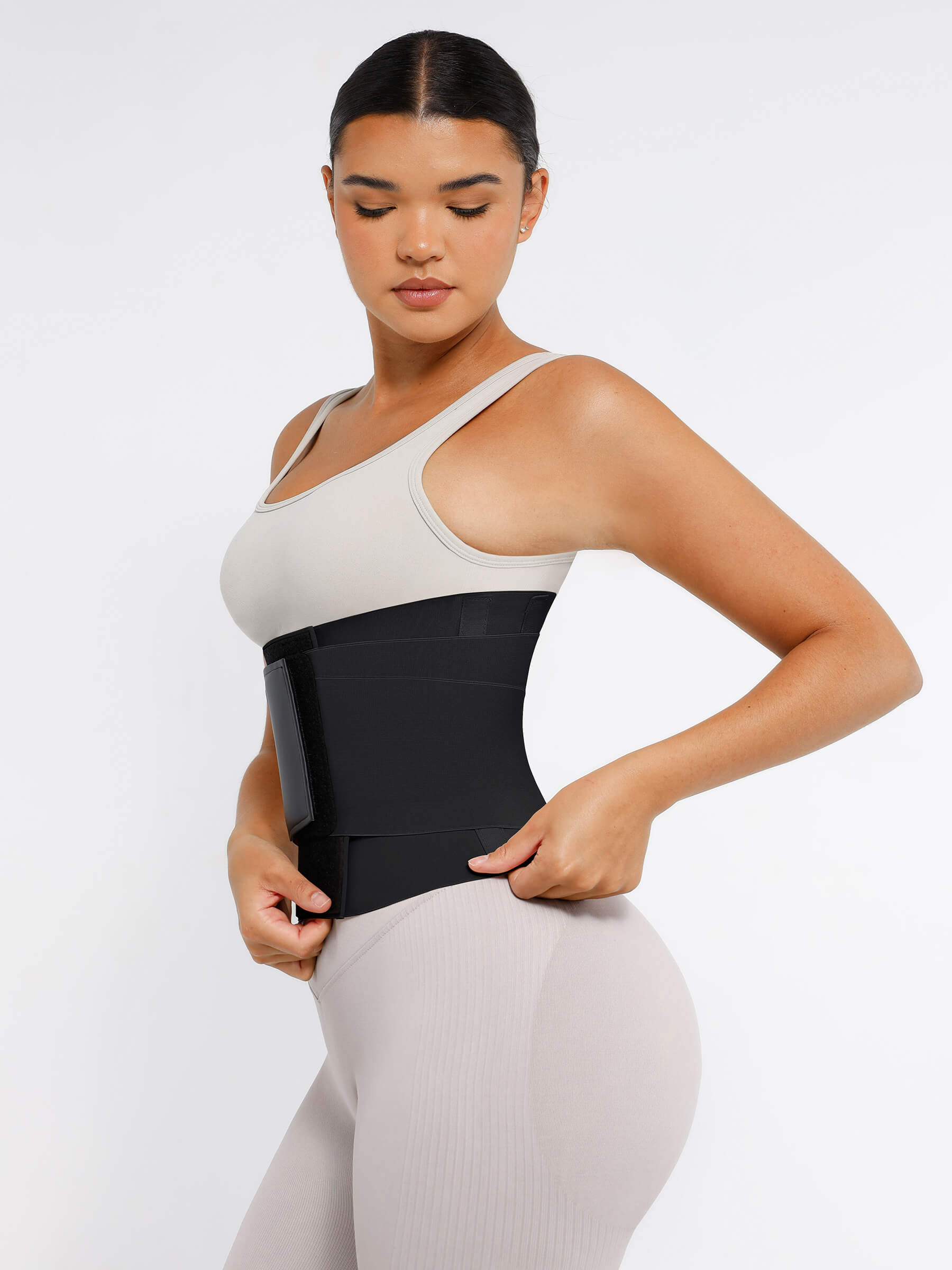 Feelingirl Resilience Perspire Belt - 3-Belt Design Tummy Control Waist Trainer - Black