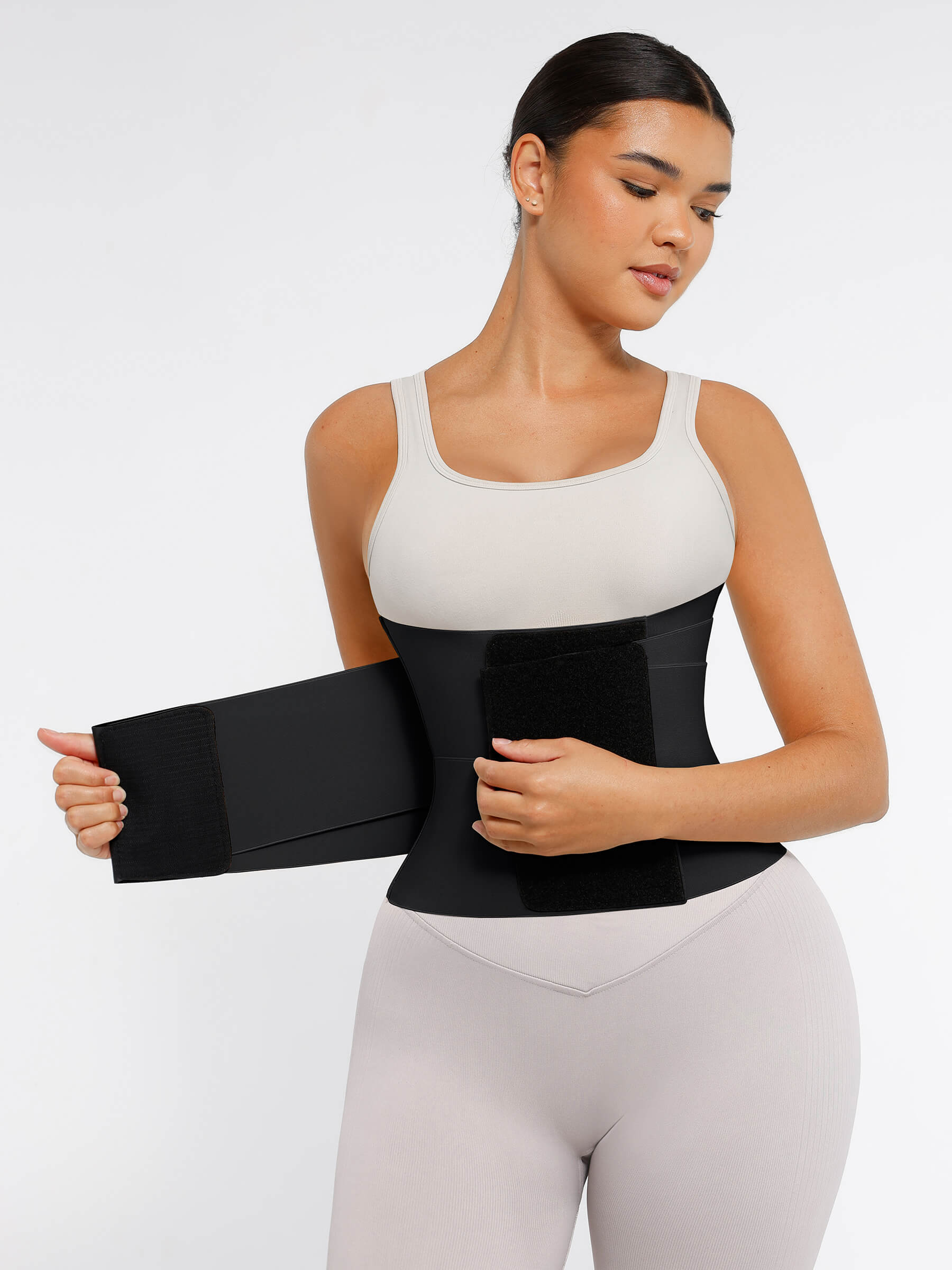 Feelingirl Resilience Perspire Belt - 3-Belt Design Tummy Control Waist Trainer - Black