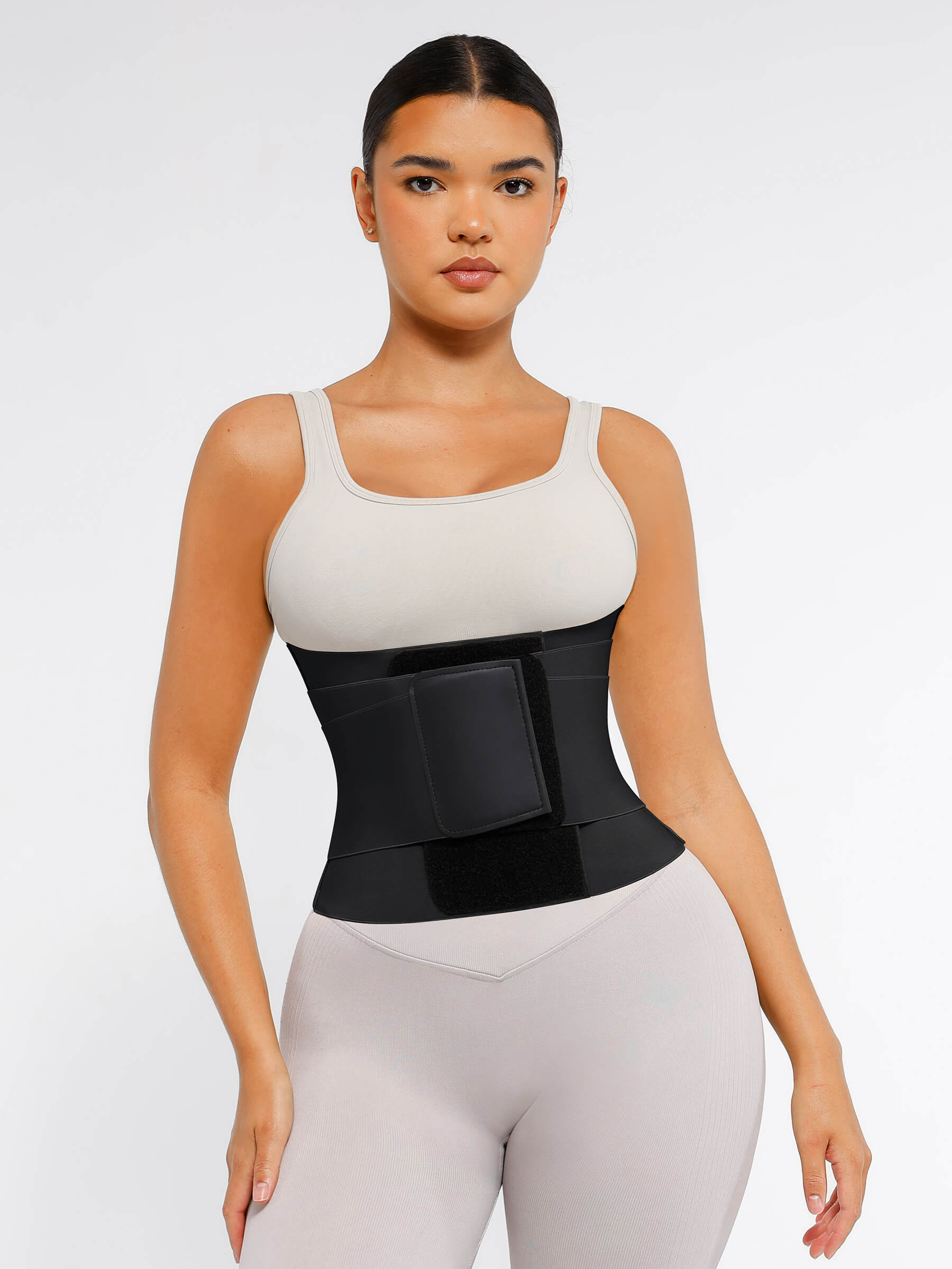 Feelingirl Resilience Perspire Belt - 3-Belt Design Tummy Control Waist Trainer - Black