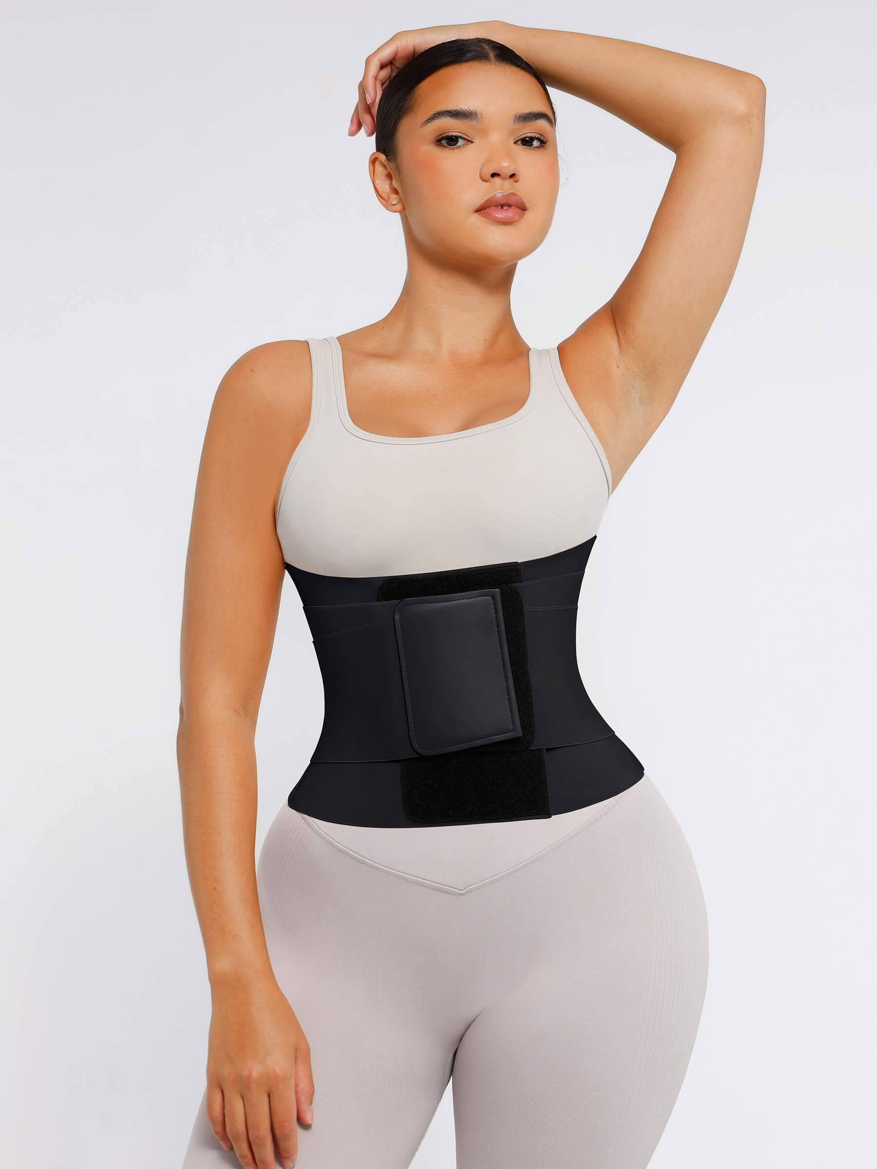 Feelingirl Resilience Perspire Belt - 3-Belt Design Tummy Control Waist Trainer - Black