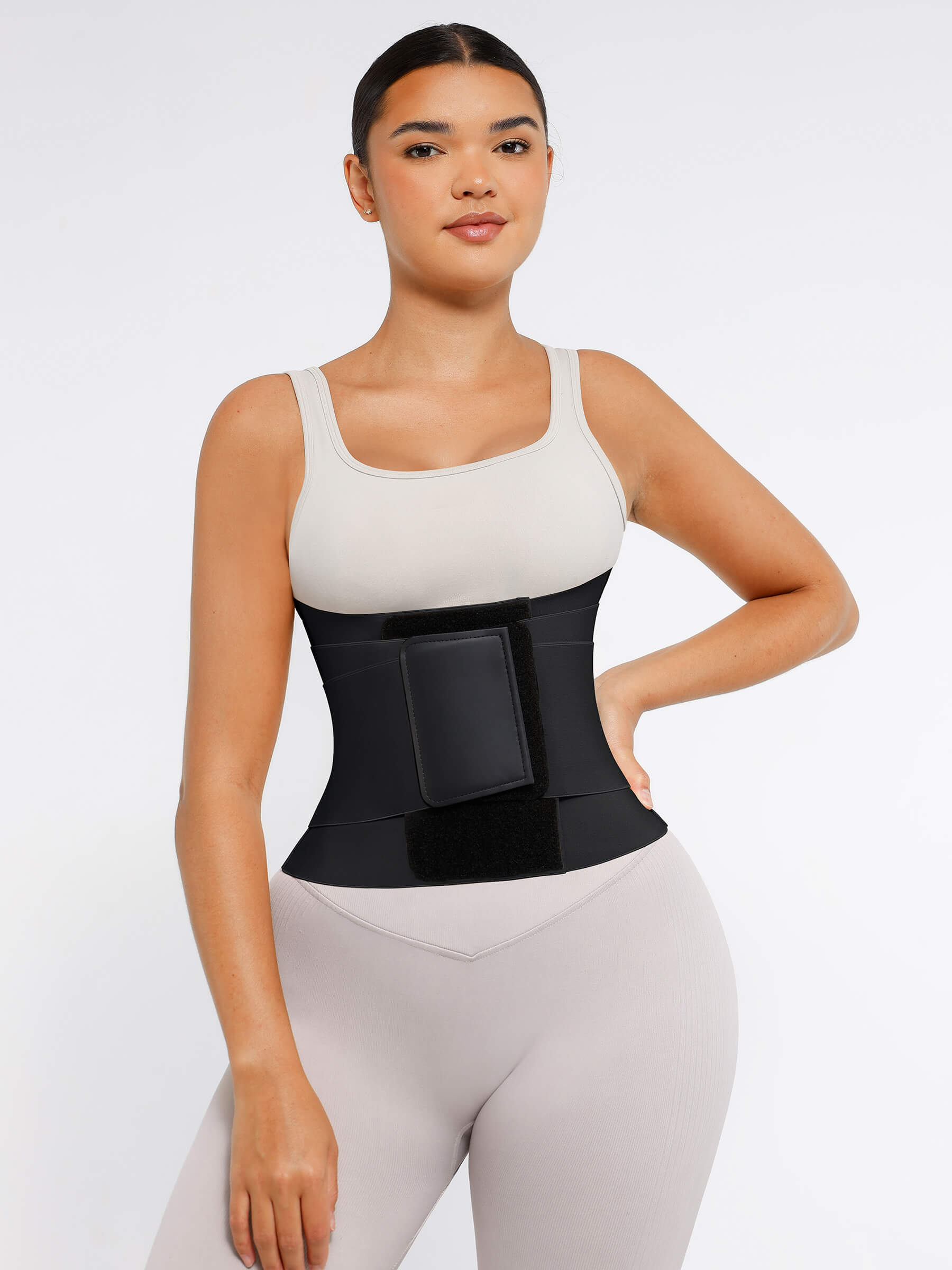 Feelingirl Resilience Perspire Belt - 3-Belt Design Tummy Control Waist Trainer - Black