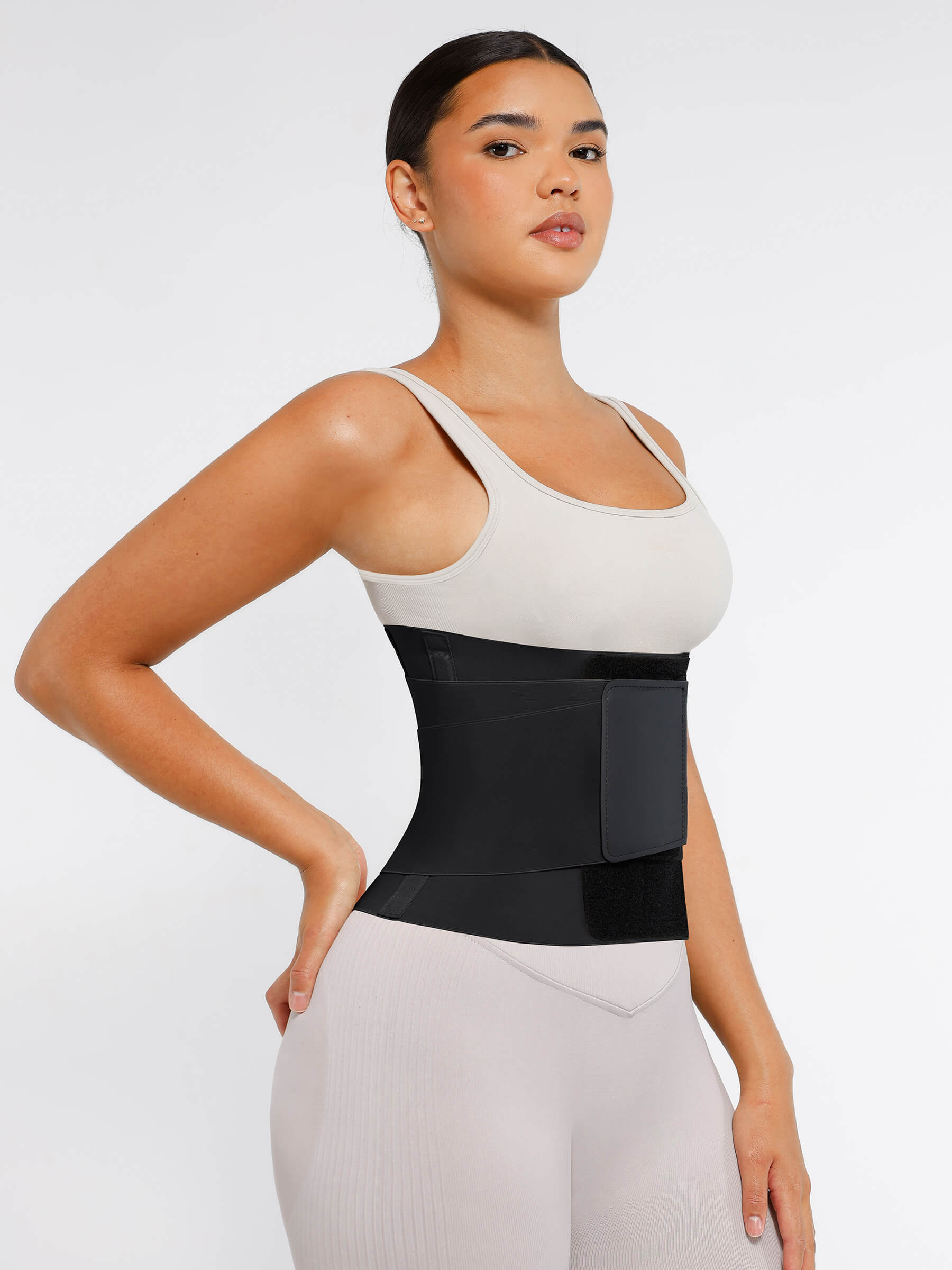 Feelingirl Resilience Perspire Belt - 3-Belt Design Tummy Control Waist Trainer - Black