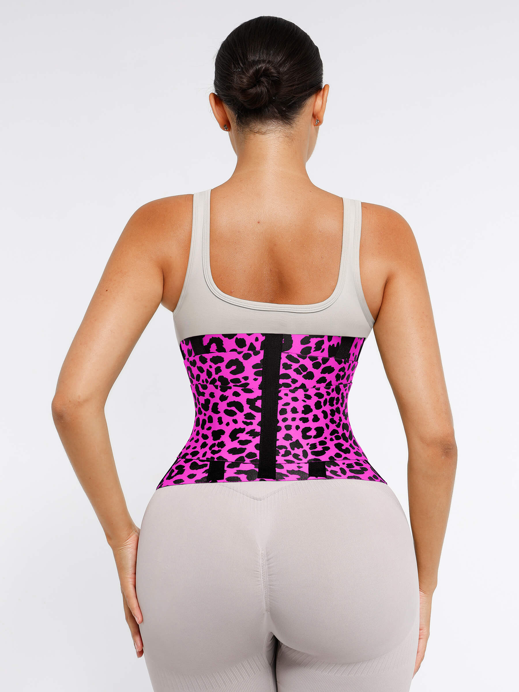 Feelingirl Resilience Perspire Belt - 3-Belt Design Tummy Control Waist Trainer - Pink Leopard