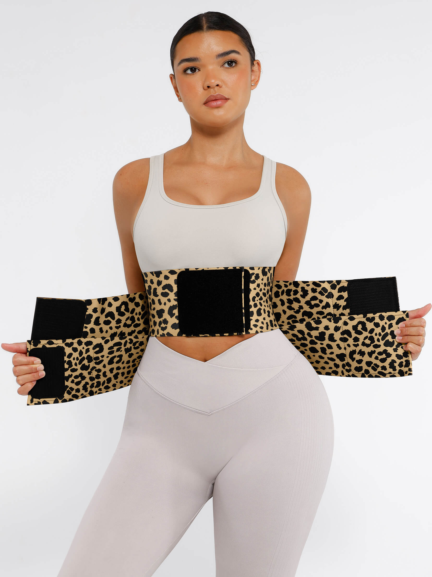 Feelingirl Triple Wrap Tummy Control Waist Trainer Belt - High Compression Shapewear - Leopard