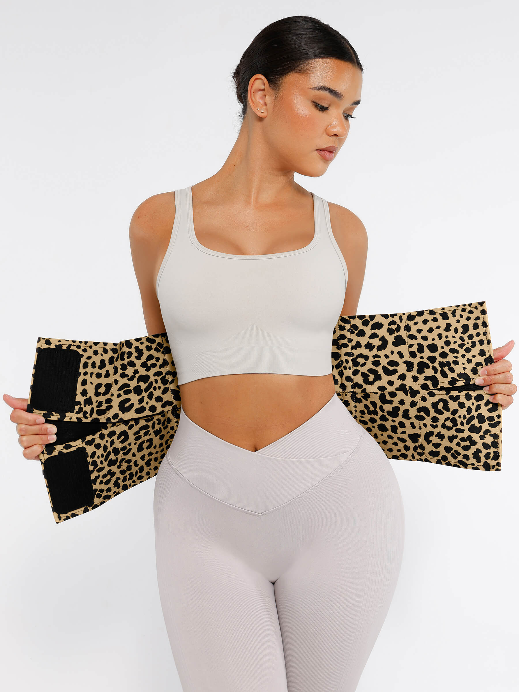 Feelingirl Triple Wrap Tummy Control Waist Trainer Belt - High Compression Shapewear - Leopard